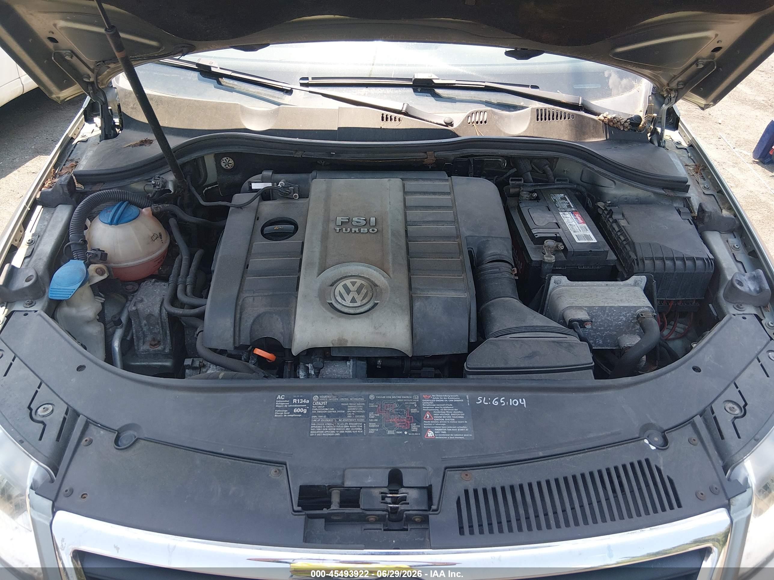 2006 Volkswagen Passat 2.0t Gray vin: WVWAK73C06P139896