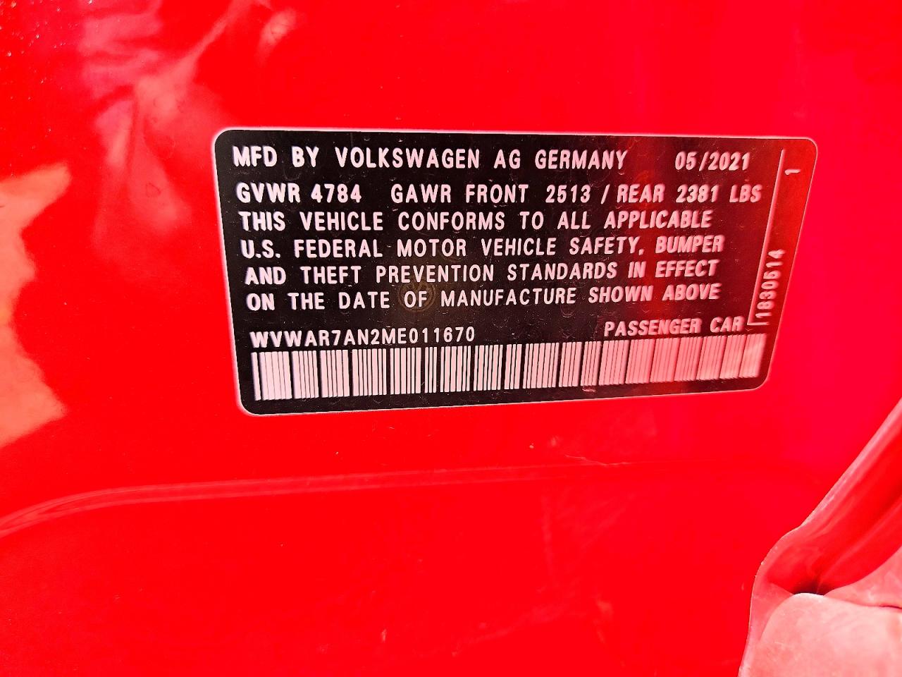 2021 Volkswagen Arteon Se Red vin: WVWAR7AN2ME011670
