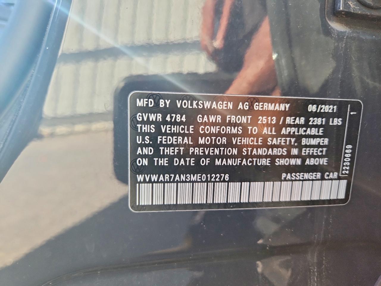 2021 Volkswagen Arteon Se Угольный vin: WVWAR7AN3ME012276