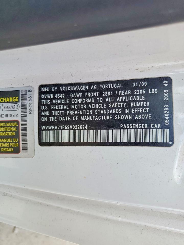 2009 Volkswagen Eos Turbo White vin: WVWBA71F59V022674