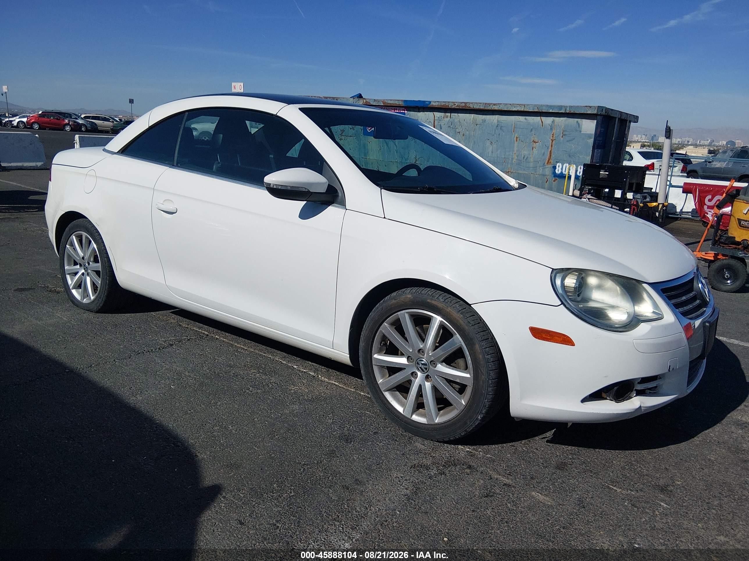 2009 Volkswagen Eos Komfort White vin: WVWBA71F79V021249