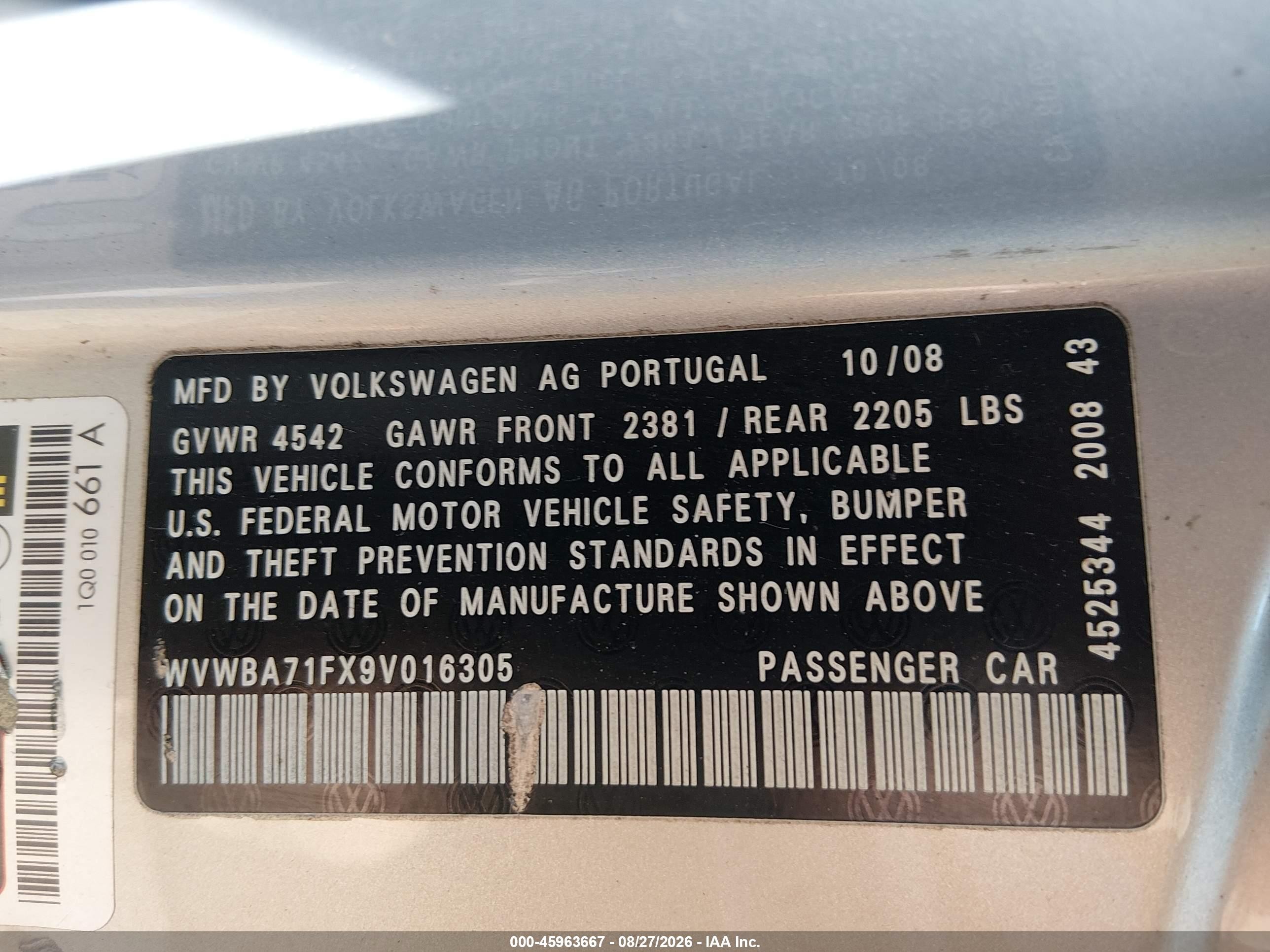 2009 Volkswagen Eos Turbo/komfort Silver vin: WVWBA71FX9V016305