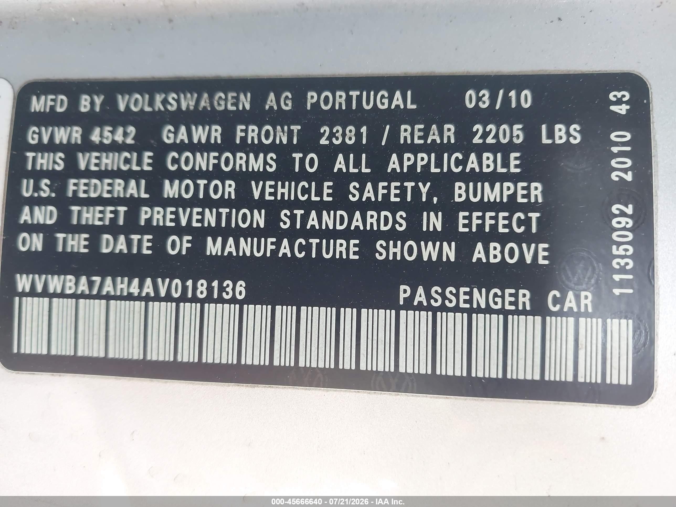 2010 Volkswagen Eos Komfort Silver vin: WVWBA7AH4AV018136