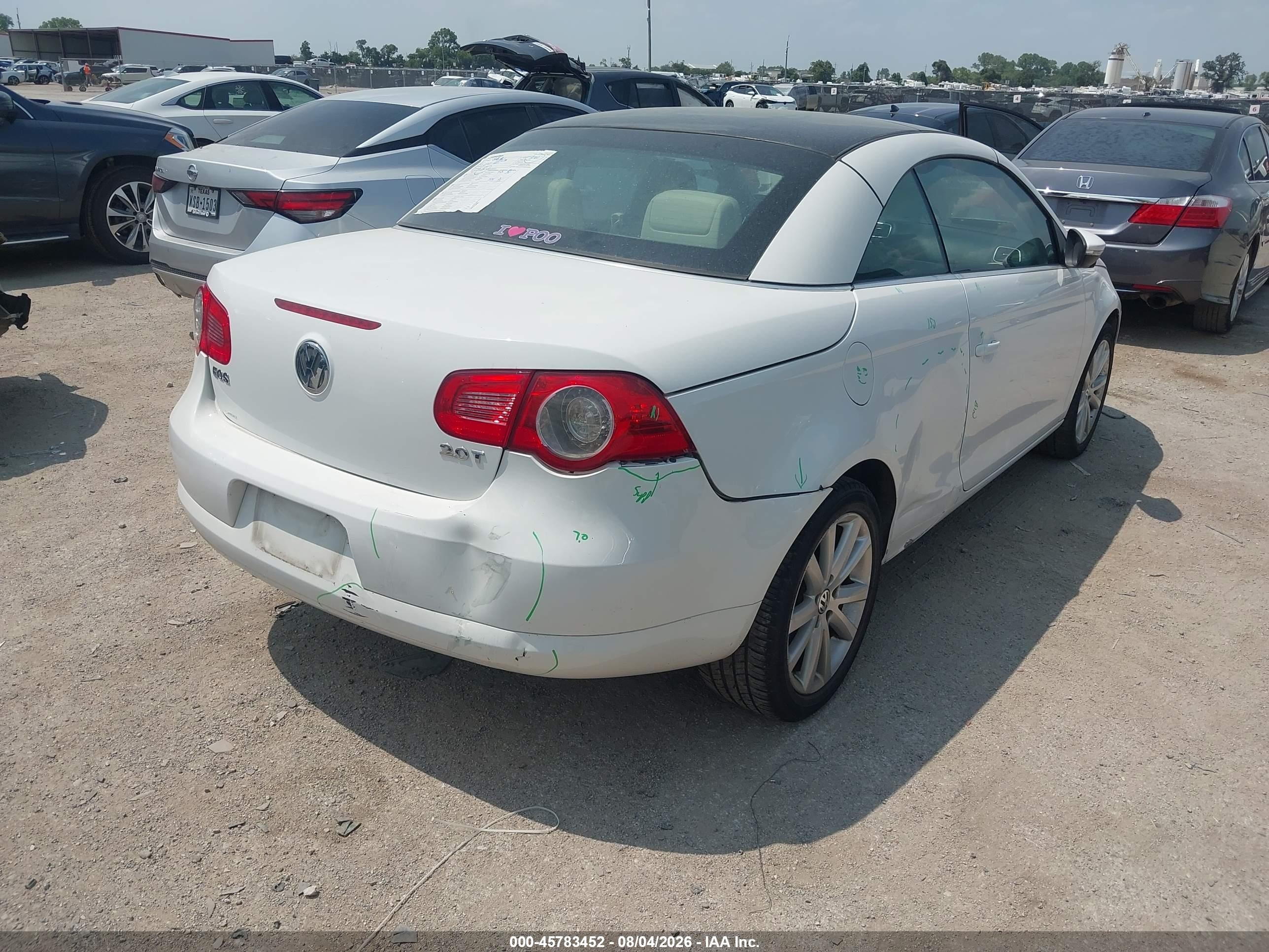 2010 Volkswagen Eos Komfort White vin: WVWBA7AHXAV009070
