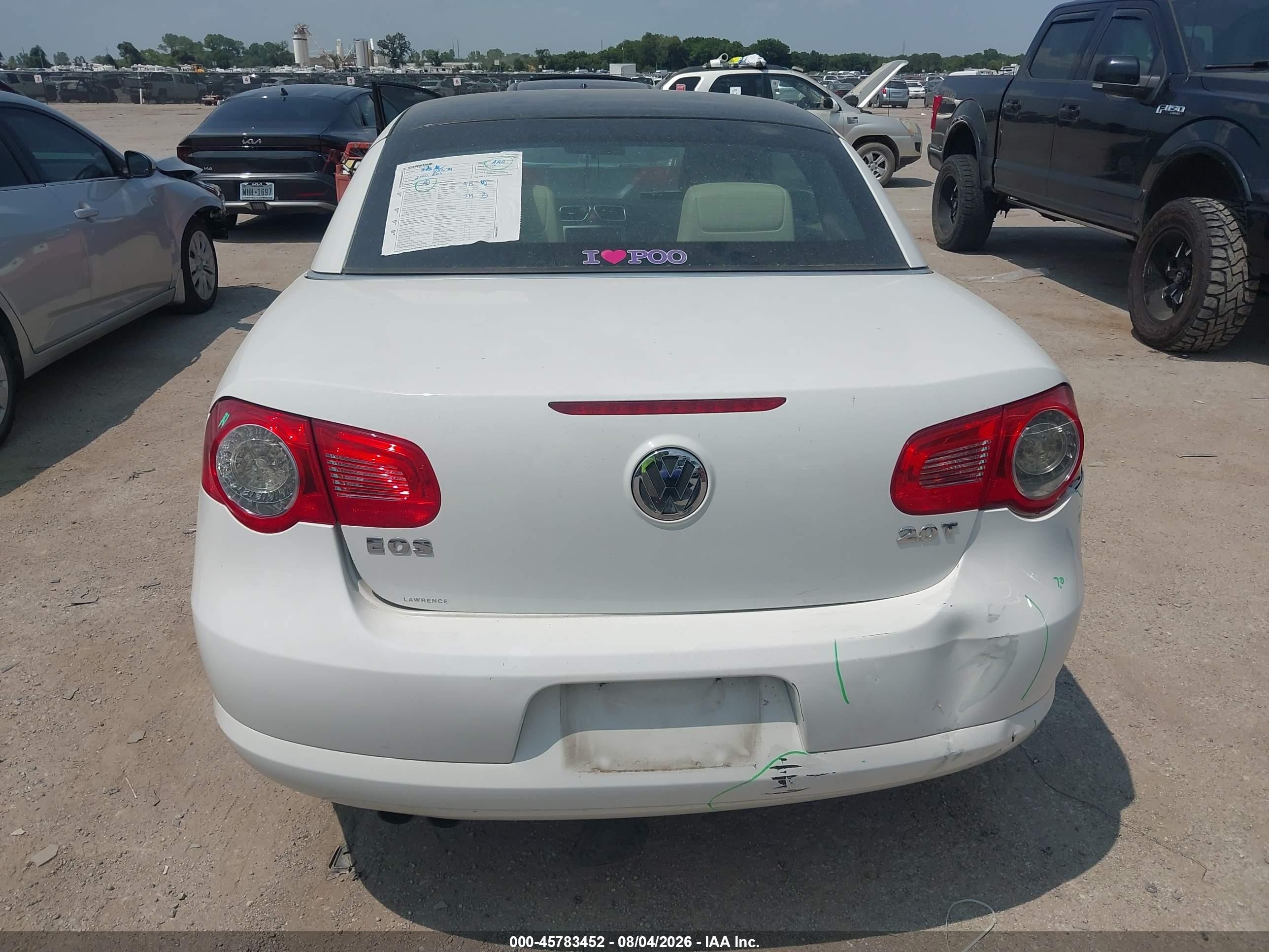 2010 Volkswagen Eos Komfort White vin: WVWBA7AHXAV009070