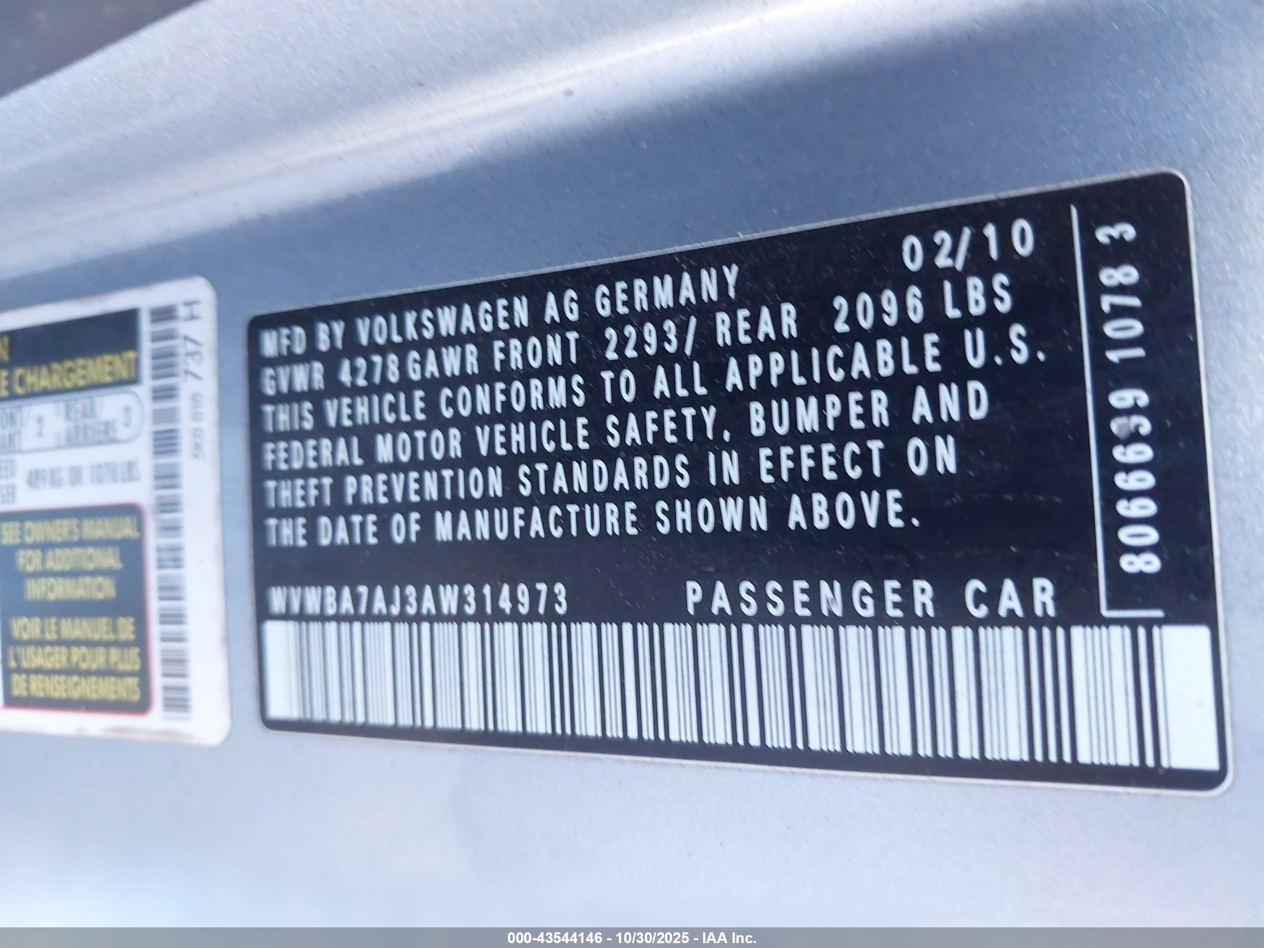 2010 Volkswagen Golf 2-door Черный vin: WVWBA7AJ3AW314973