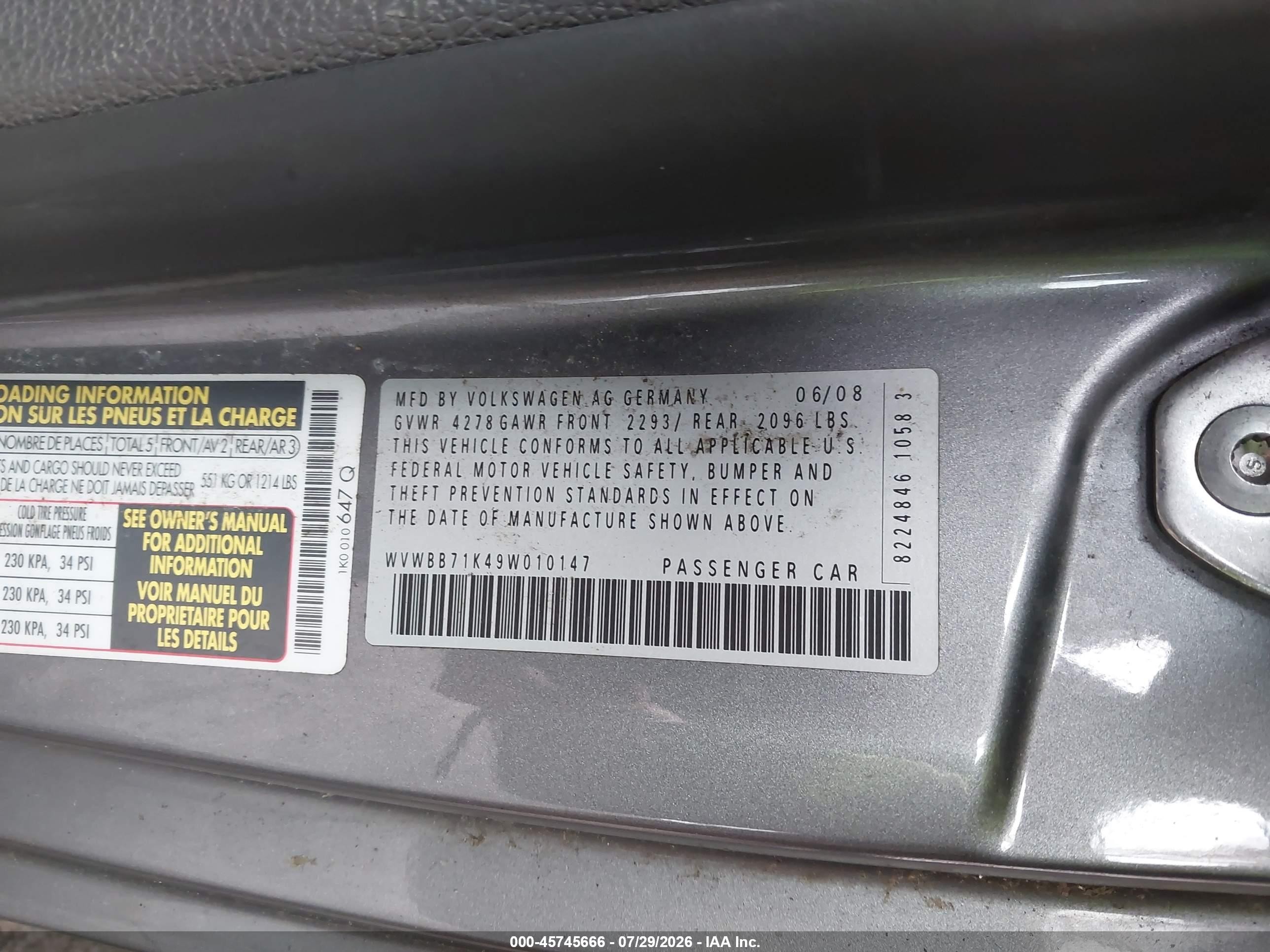 2009 Volkswagen Rabbit S Blue vin: WVWBB71K49W010147