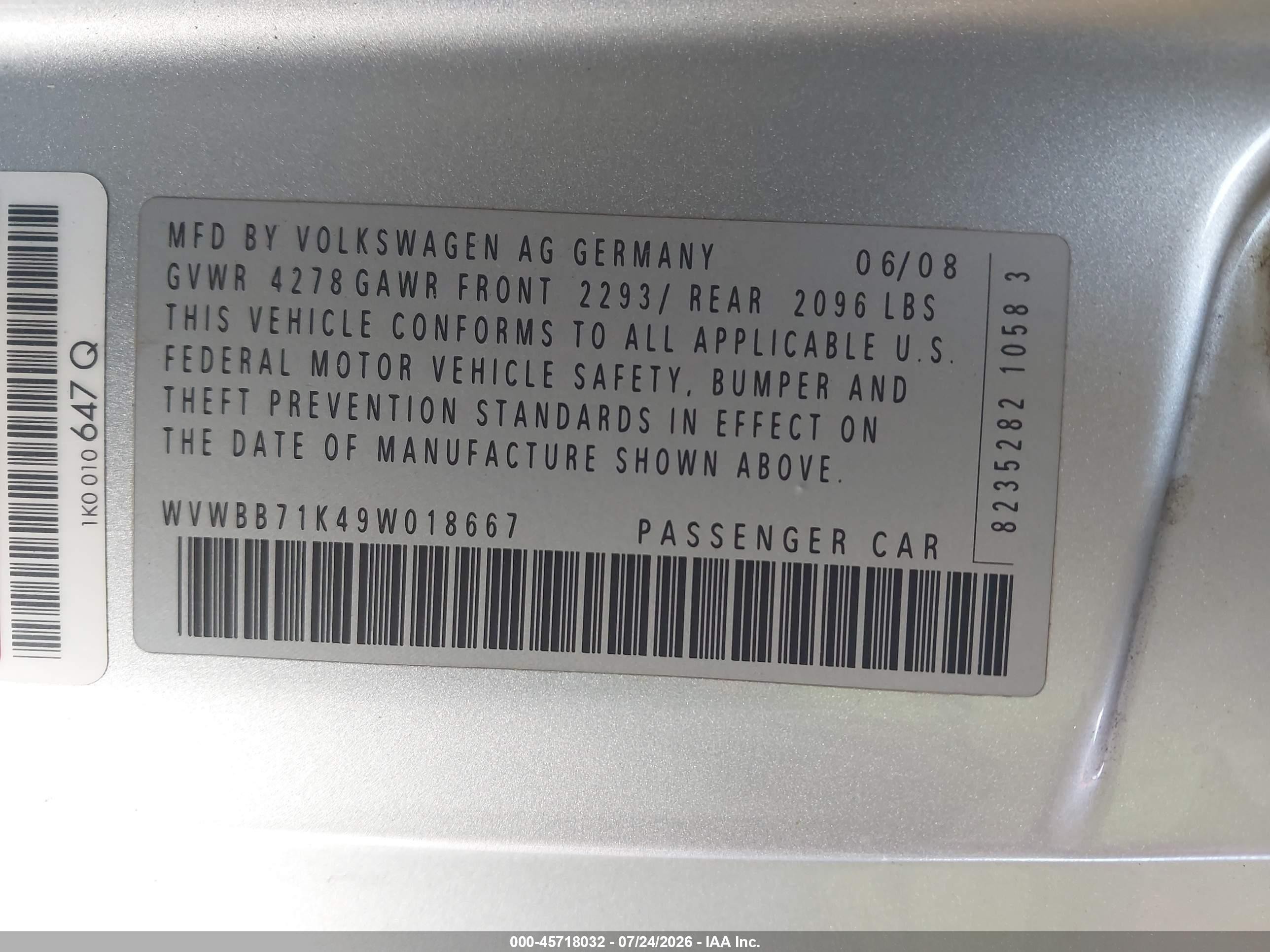 2009 Volkswagen Rabbit S Silver vin: WVWBB71K49W018667