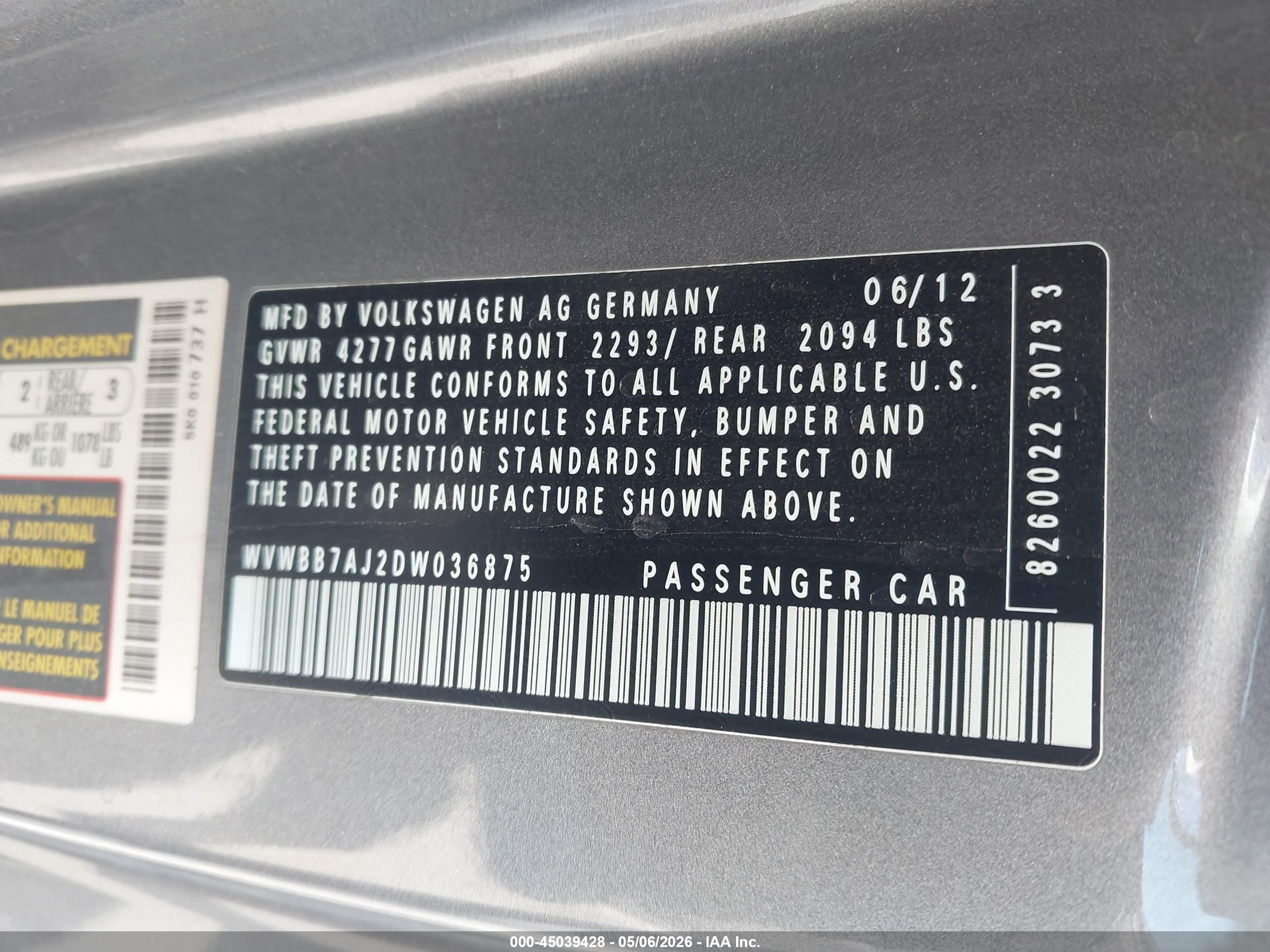 2013 Volkswagen Golf 2.5l 2-door Серый vin: WVWBB7AJ2DW036875
