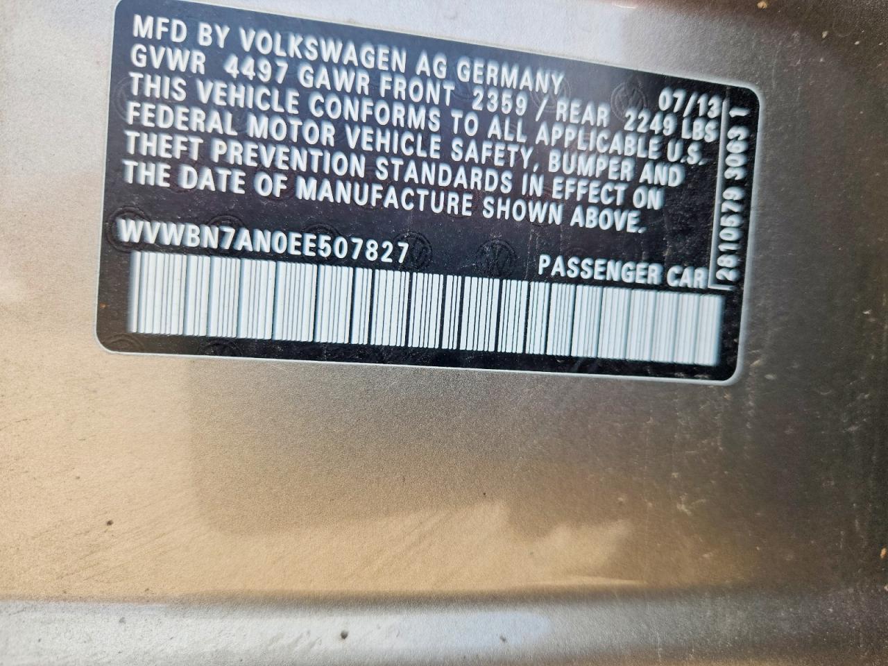 2014 Volkswagen Cc Sport Gray vin: WVWBN7AN0EE507827