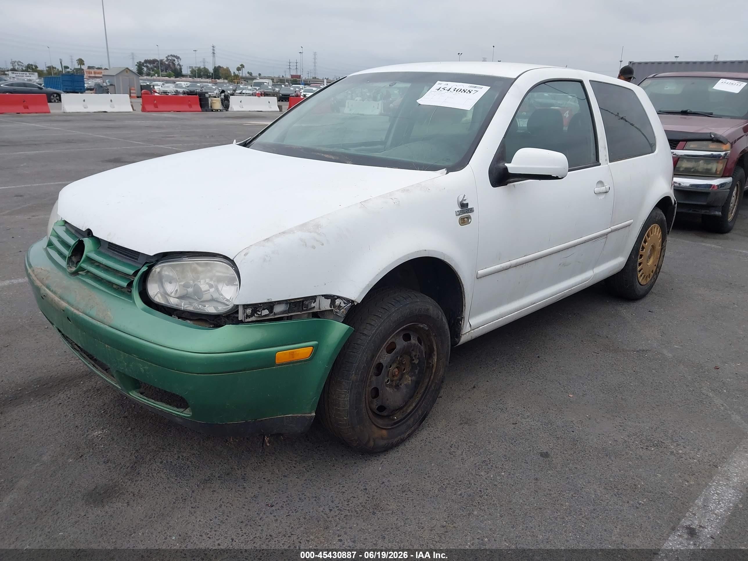 2001 Volkswagen Golf Gl Tdi White vin: WVWBP21J41W067660