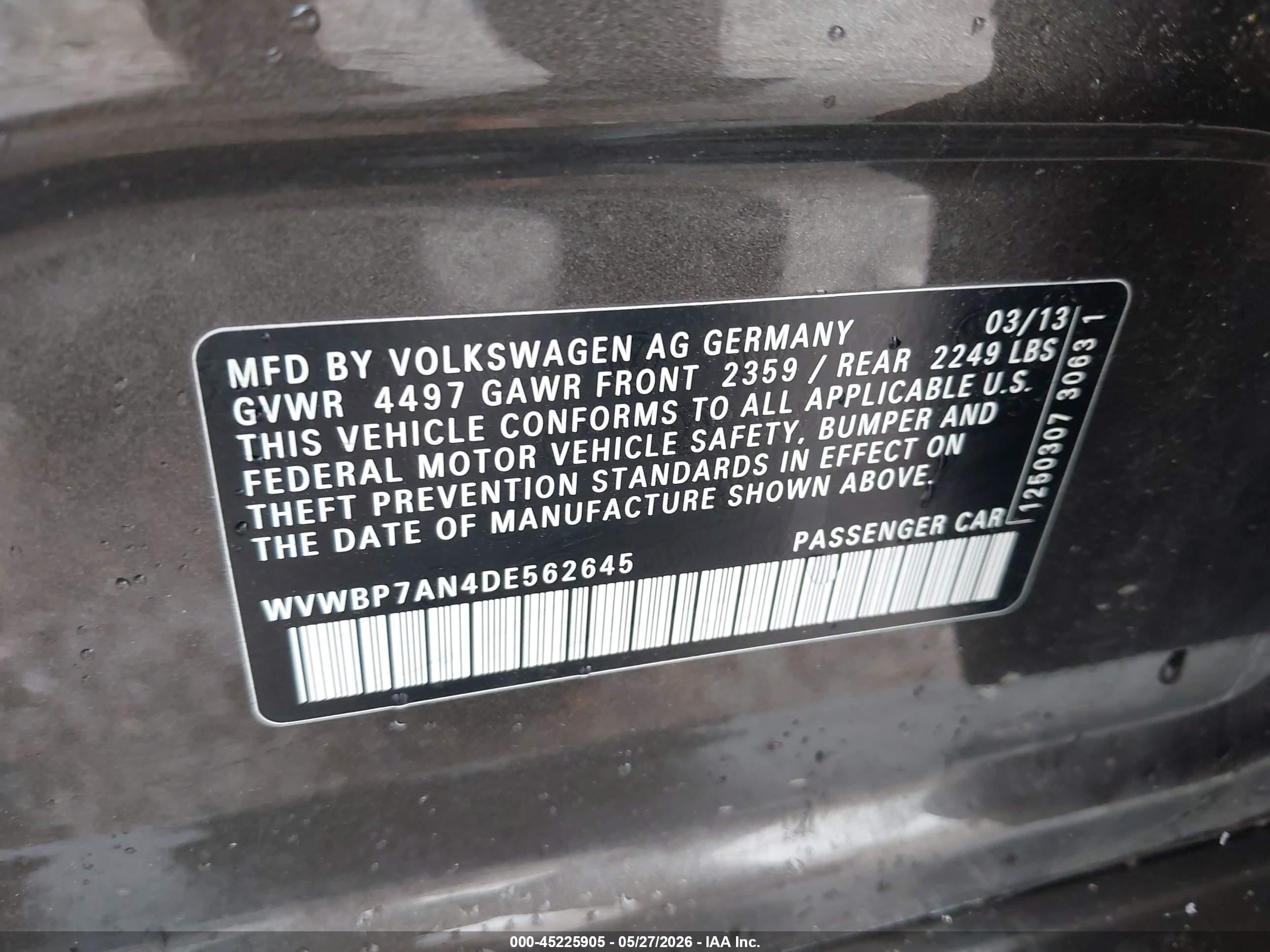 2013 Volkswagen Cc 2.0t Sport Gray vin: WVWBP7AN4DE562645