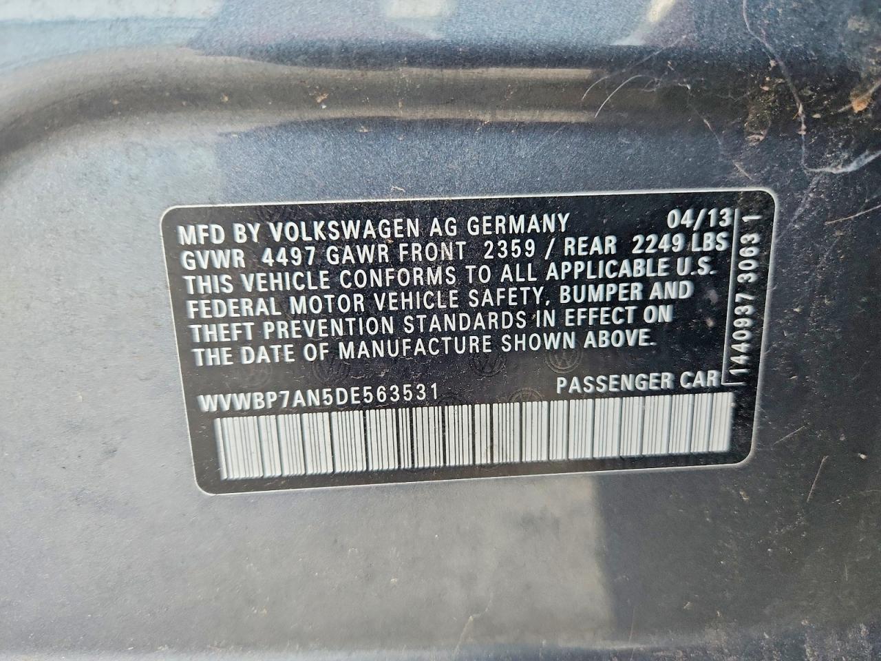 2013 Volkswagen Cc Sport Gray vin: WVWBP7AN5DE563531