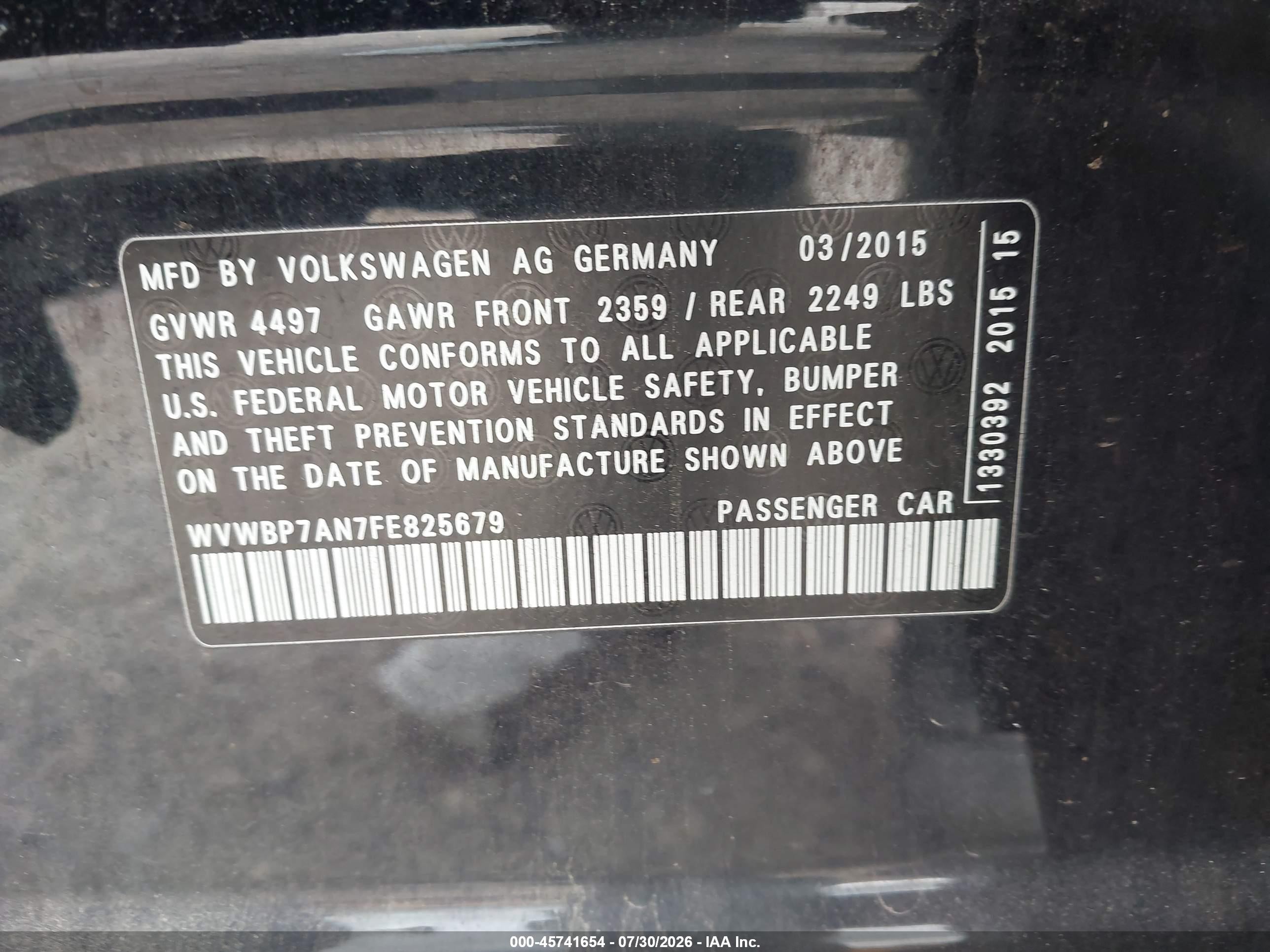 2015 Volkswagen Cc 2.0t Sport Черный vin: WVWBP7AN7FE825679