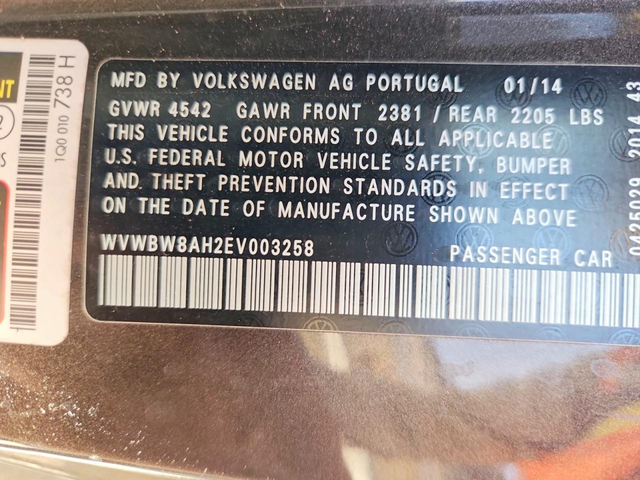 2014 Volkswagen Eos Komfort Brown vin: WVWBW8AH2EV003258