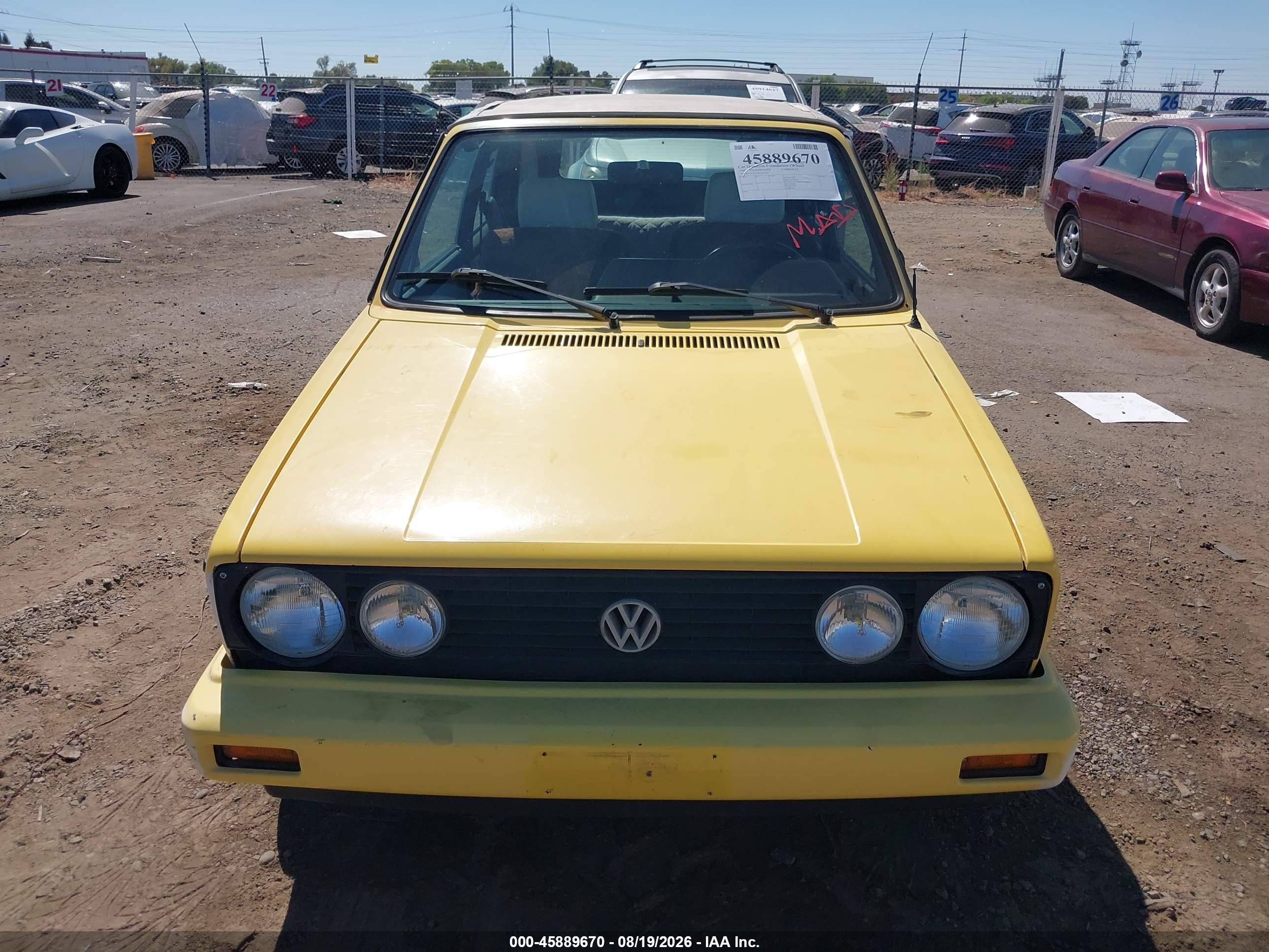 1990 Volkswagen Cabriolet Yellow vin: WVWCB5156LK015240