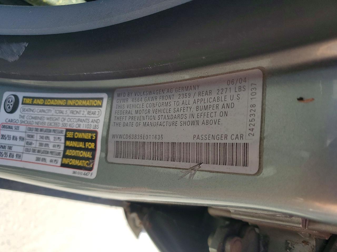 2005 Volkswagen Passat Gls Gray vin: WVWCD63B35E011635