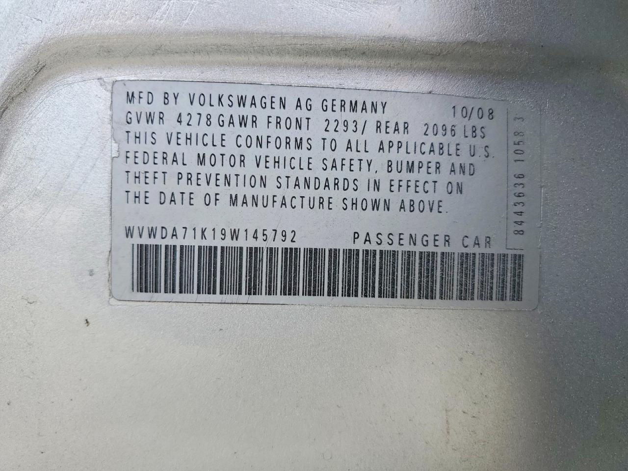 2009 Volkswagen Rabbit Серебряный vin: WVWDA71K19W145792