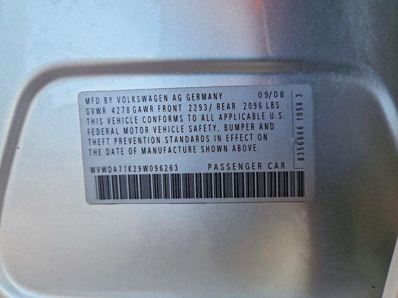 2009 Volkswagen Rabbit Silver vin: WVWDA71K29W096263