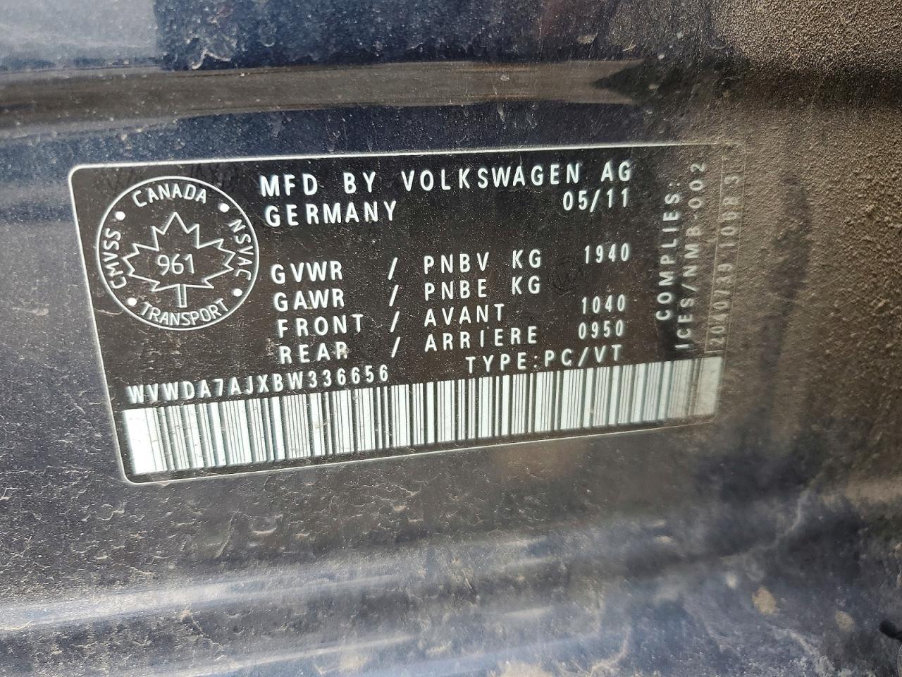 2011 Volkswagen Golf Blue vin: WVWDA7AJXBW336656