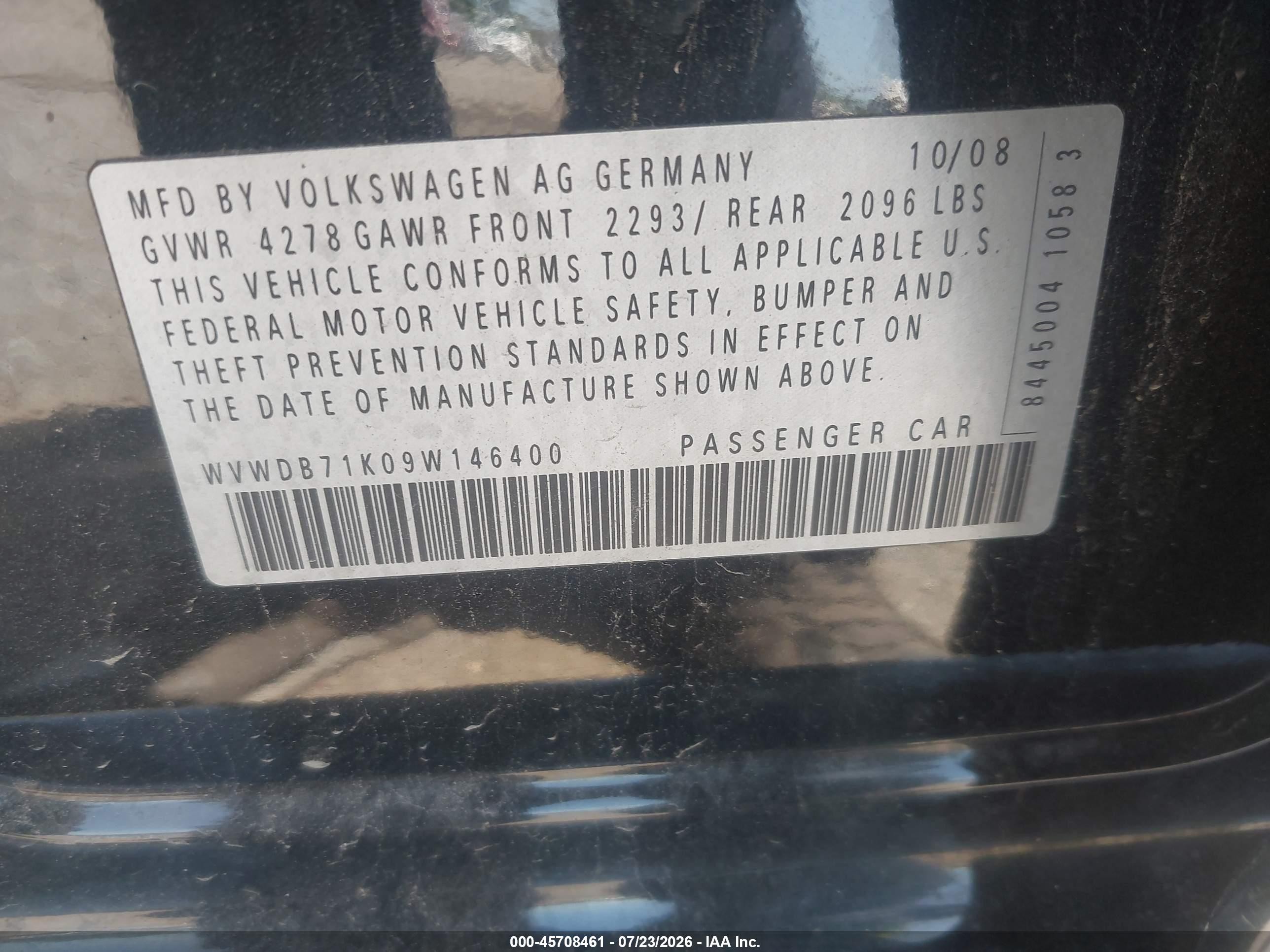 2009 Volkswagen Rabbit   Black vin: WVWDB71K09W146400