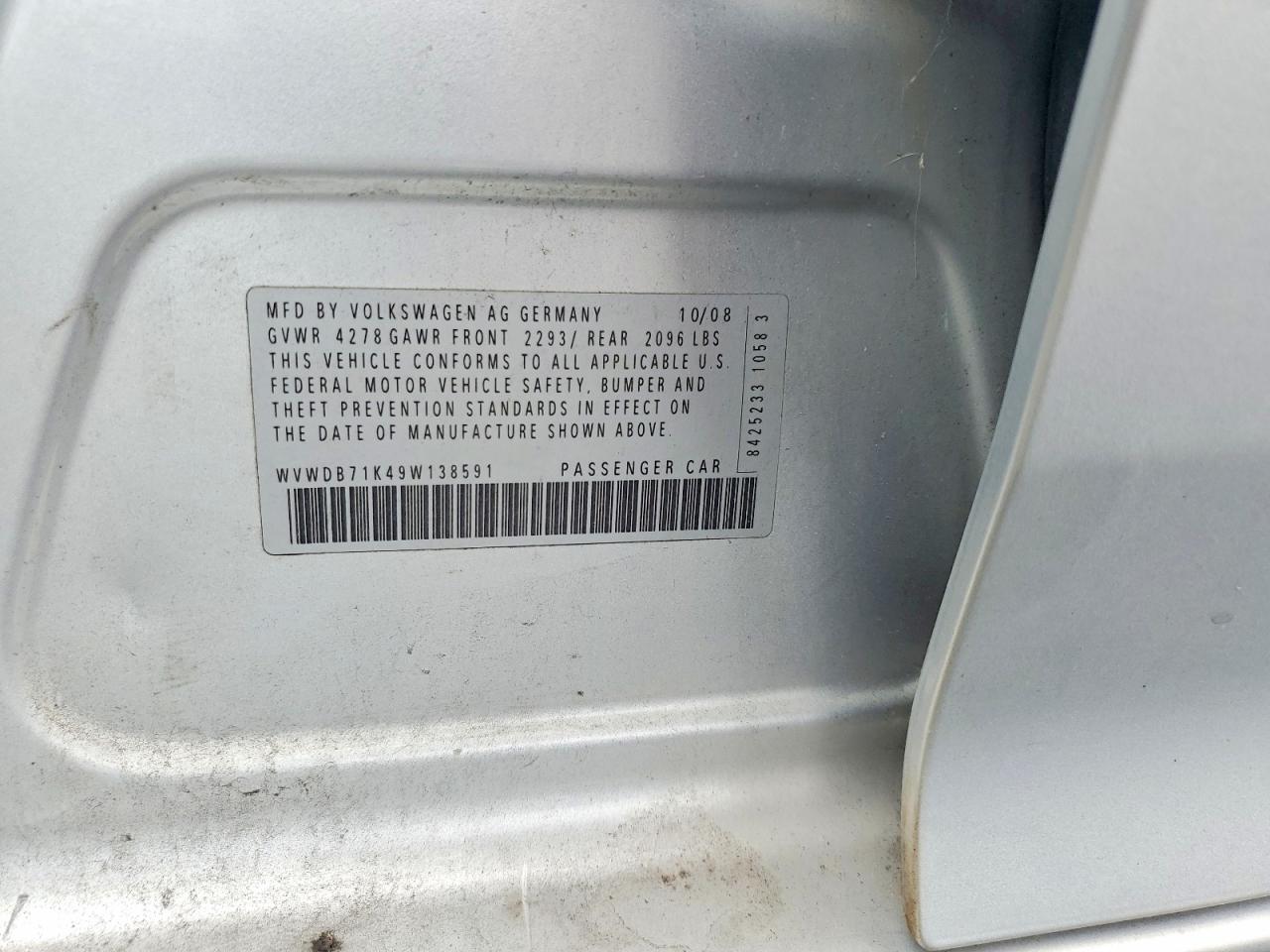2009 Volkswagen Rabbit Silver vin: WVWDB71K49W138591