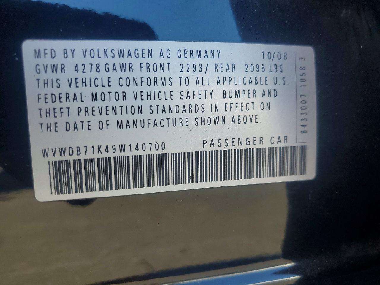 2009 Volkswagen Rabbit Black vin: WVWDB71K49W140700