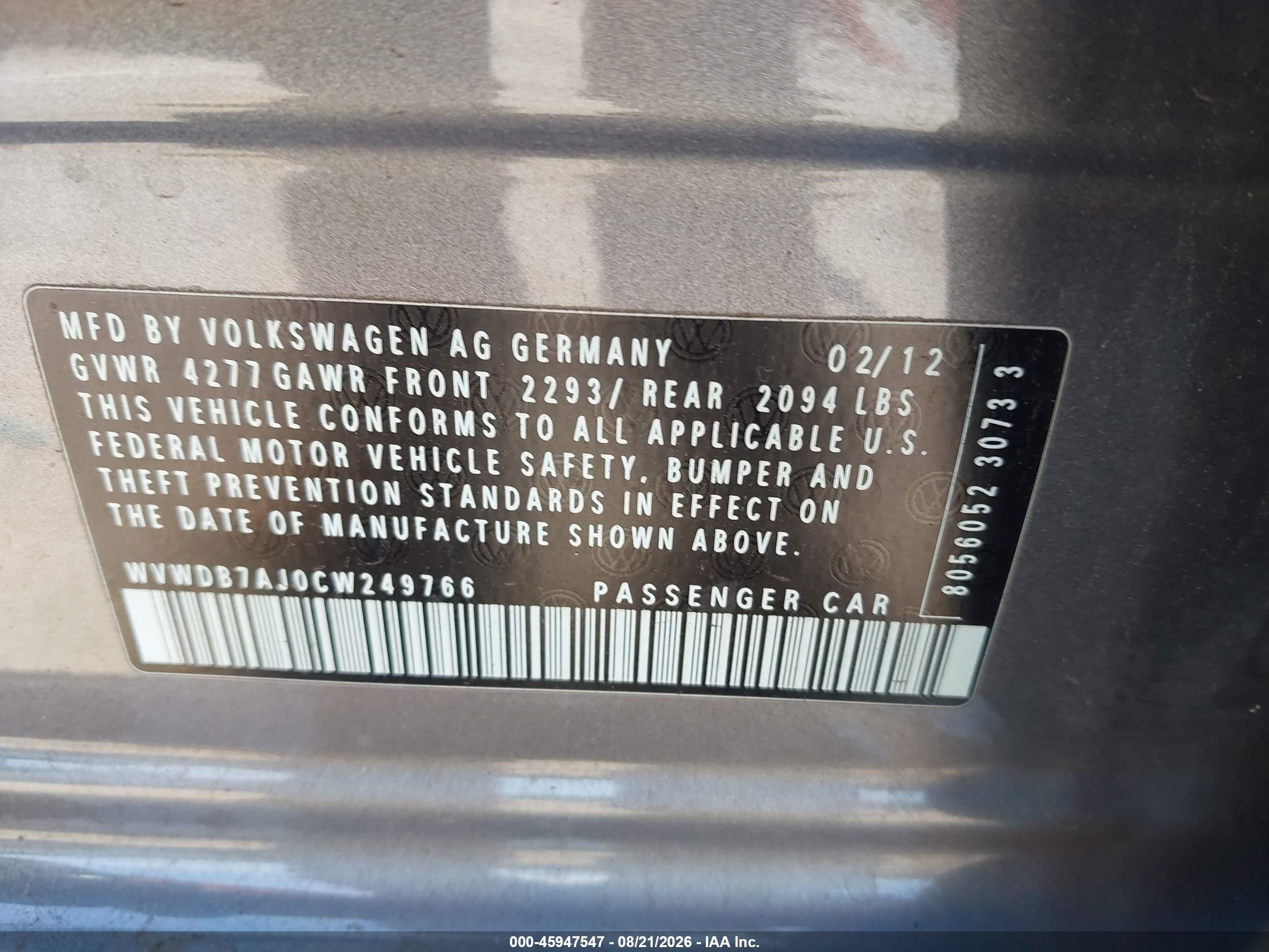 2012 Volkswagen Golf 2.5l 4-door Серый vin: WVWDB7AJ0CW249766