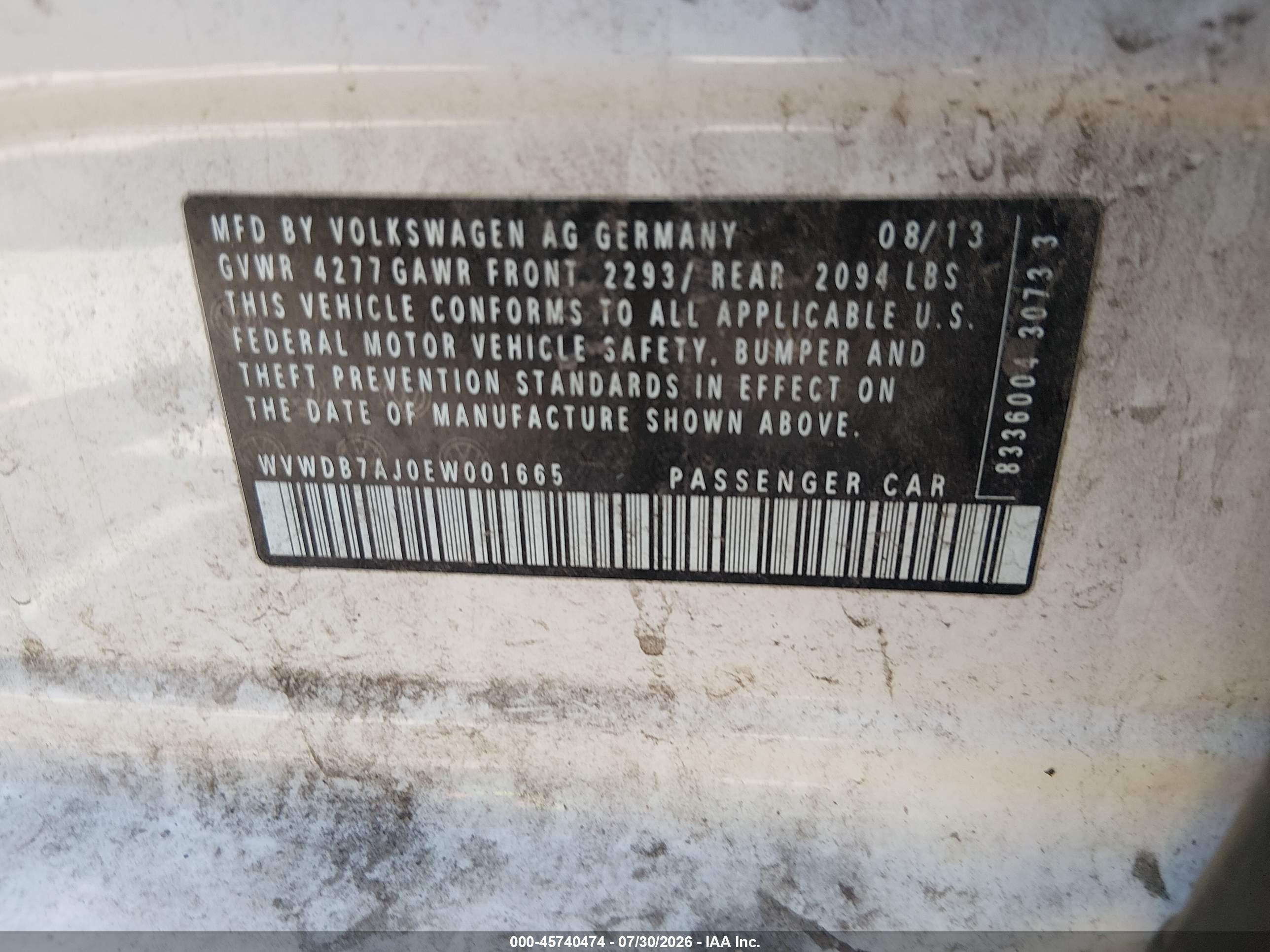 2014 Volkswagen Golf 2.5l (a6) (no Longer Orderable) Белый vin: WVWDB7AJ0EW001665
