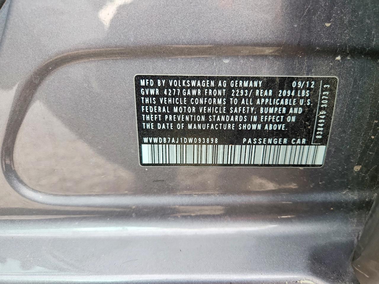 2013 Volkswagen Golf Gray vin: WVWDB7AJ1DW093898