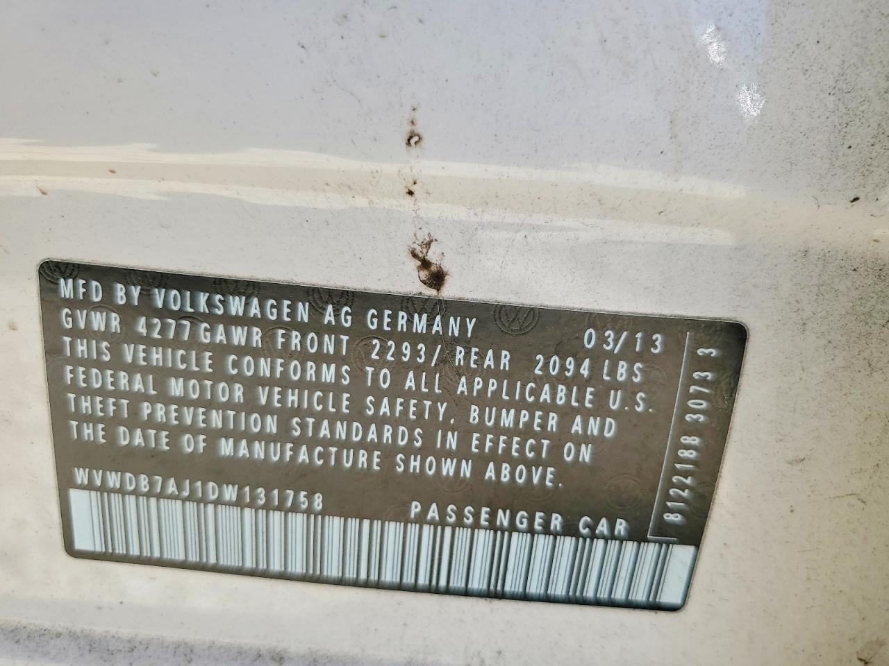 2013 Volkswagen Golf White vin: WVWDB7AJ1DW131758