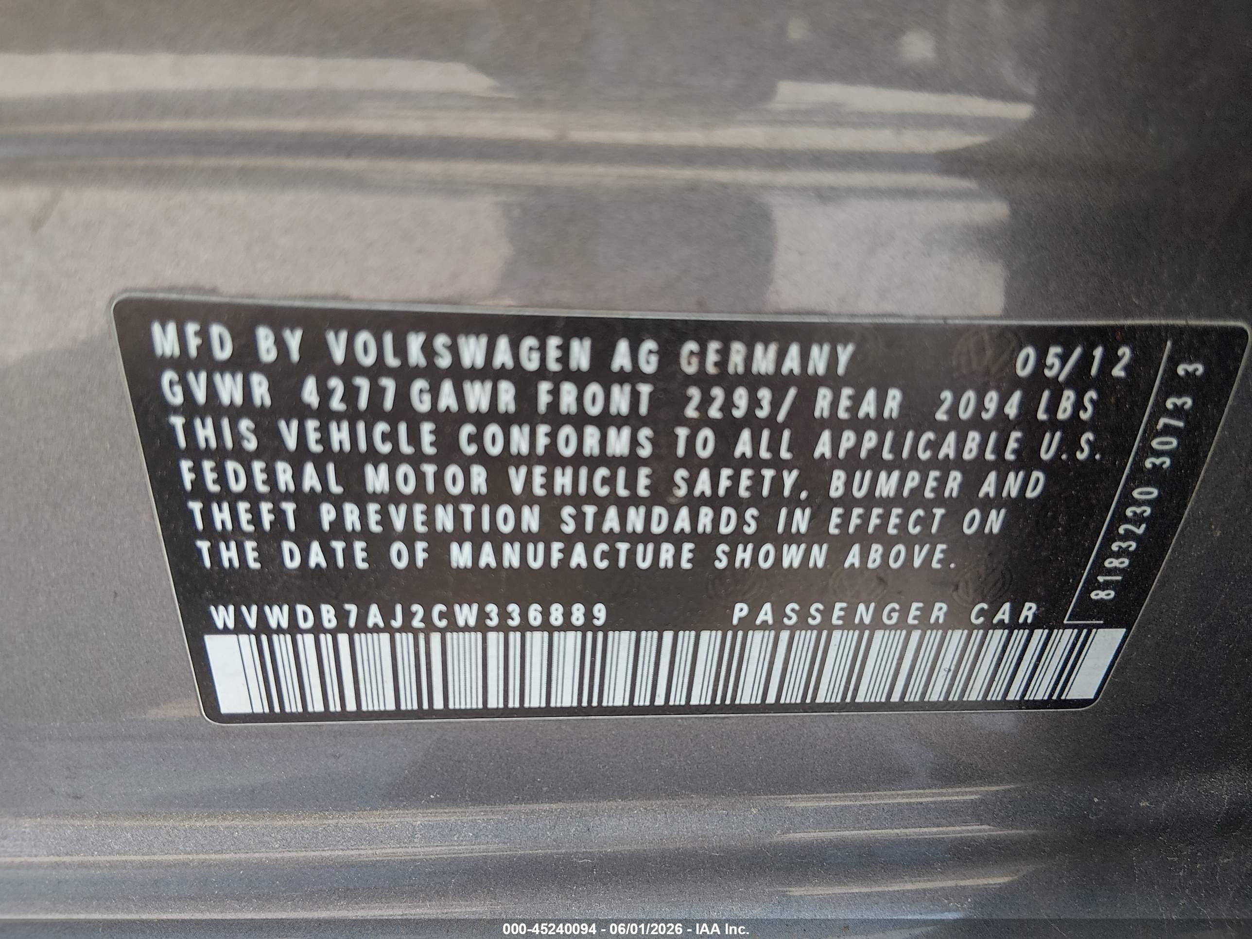 2012 Volkswagen Golf 2.5l 4-door Серый vin: WVWDB7AJ2CW336889