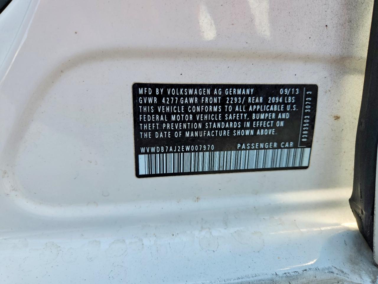 2014 Volkswagen Golf White vin: WVWDB7AJ2EW007970