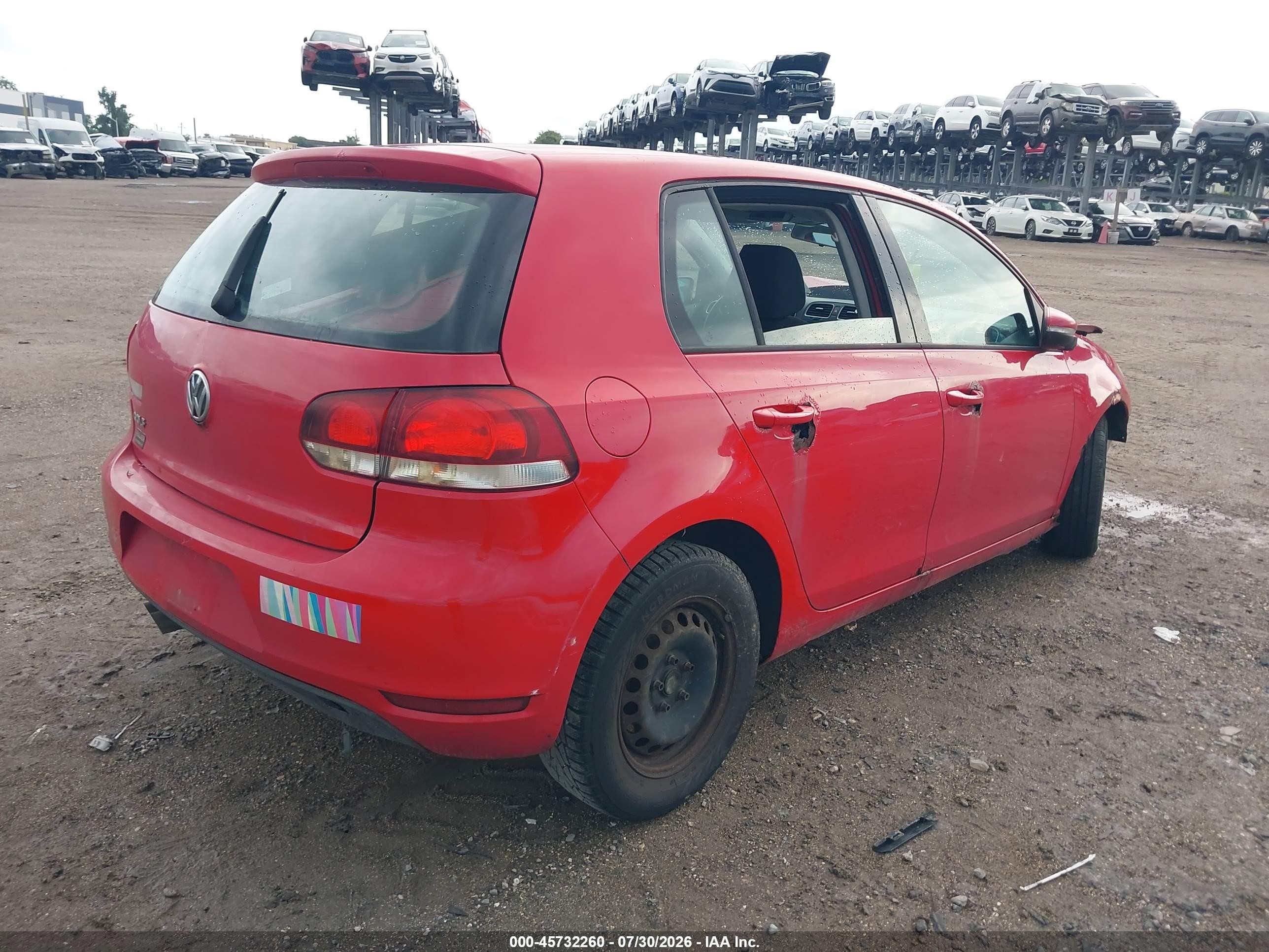 2012 Volkswagen Golf 2.5l 4-door Red vin: WVWDB7AJ3CW122655