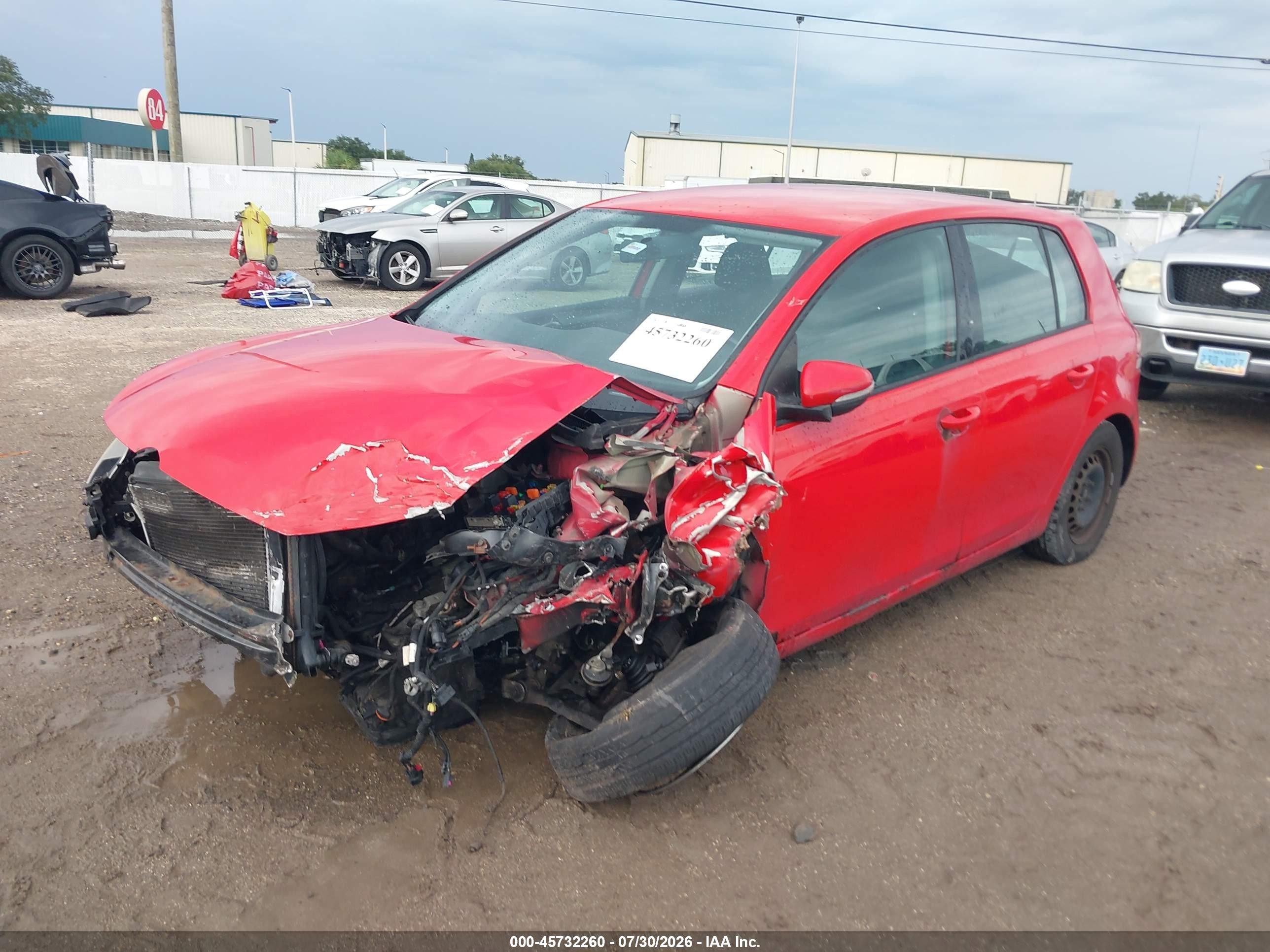 2012 Volkswagen Golf 2.5l 4-door Red vin: WVWDB7AJ3CW122655