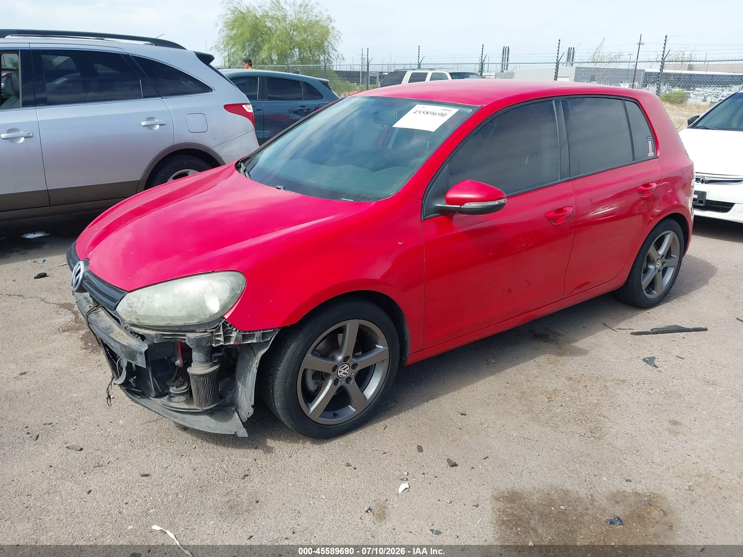 2012 Volkswagen Golf 2.5l 4-door Red vin: WVWDB7AJ3CW282602
