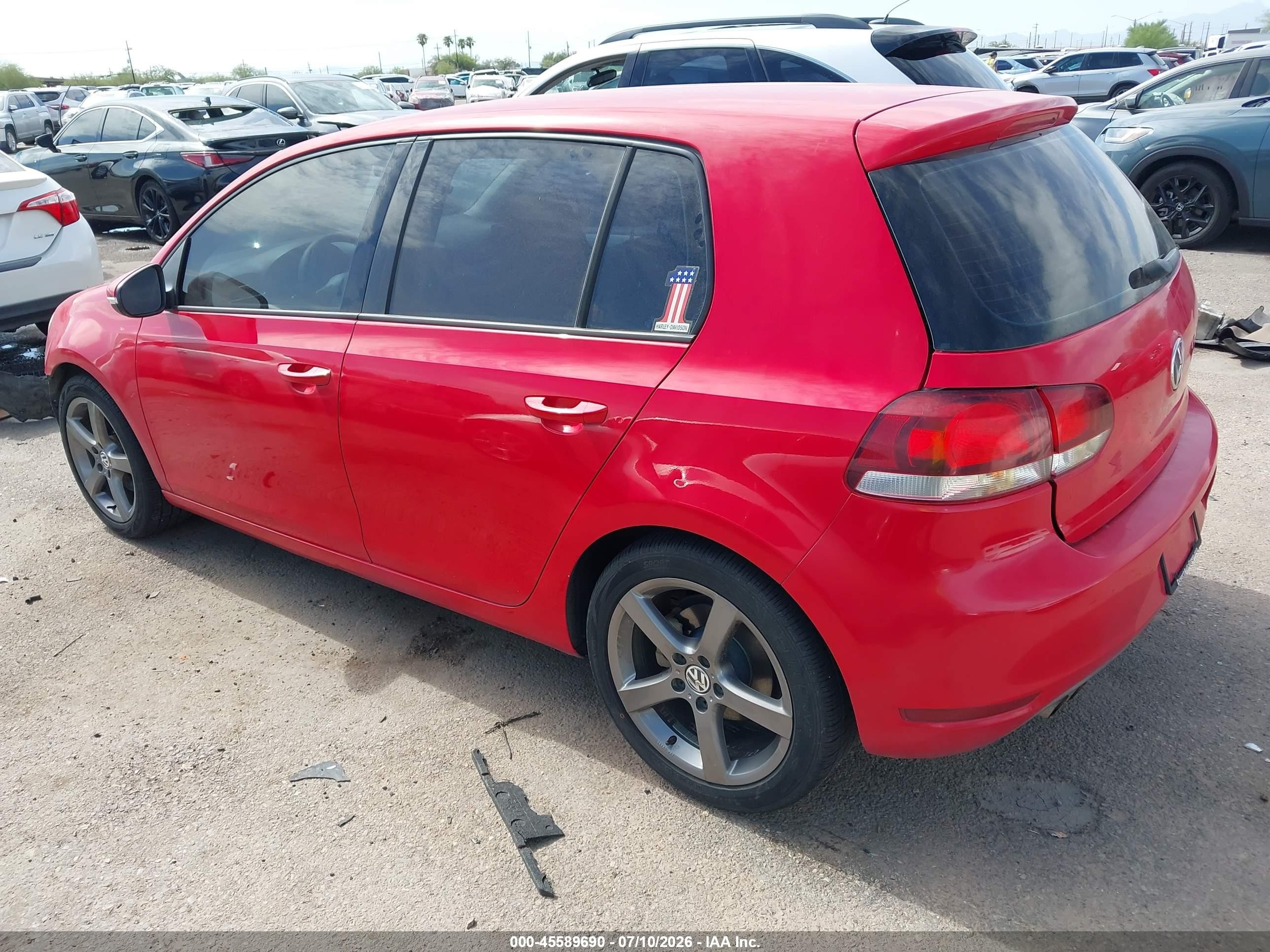 2012 Volkswagen Golf 2.5l 4-door Red vin: WVWDB7AJ3CW282602