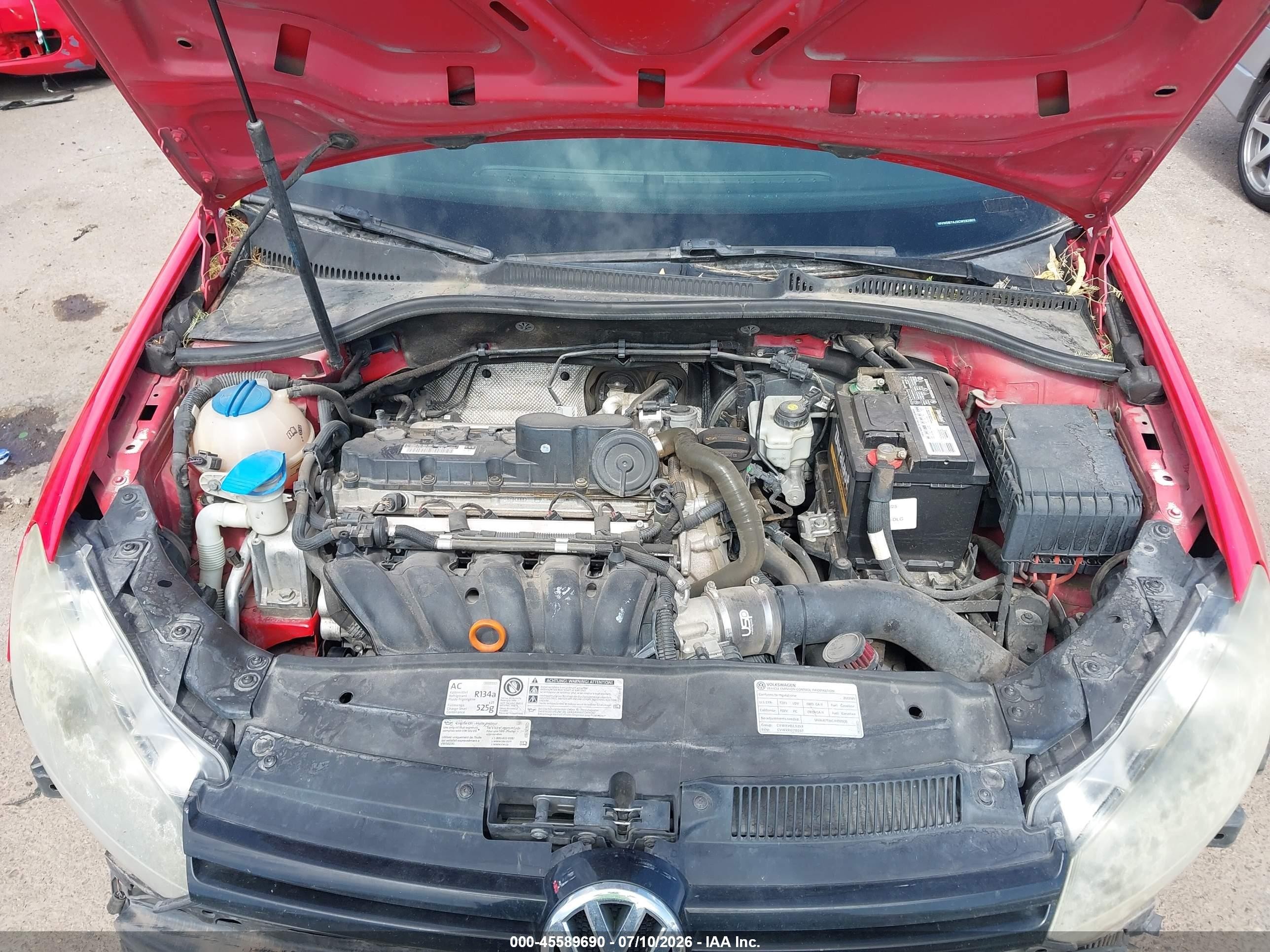 2012 Volkswagen Golf 2.5l 4-door Red vin: WVWDB7AJ3CW282602
