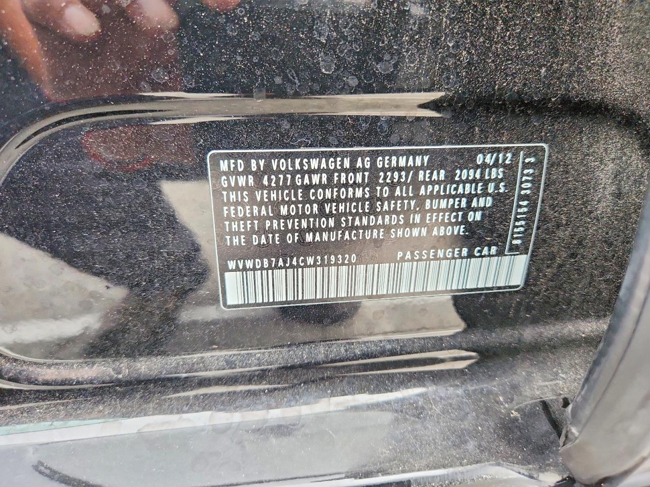 2012 Volkswagen Golf Black vin: WVWDB7AJ4CW319320