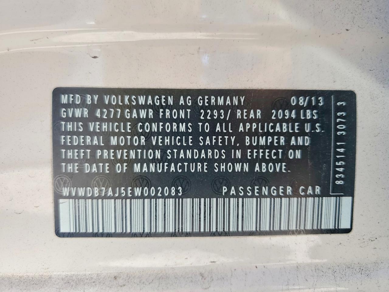2014 Volkswagen Golf White vin: WVWDB7AJ5EW002083