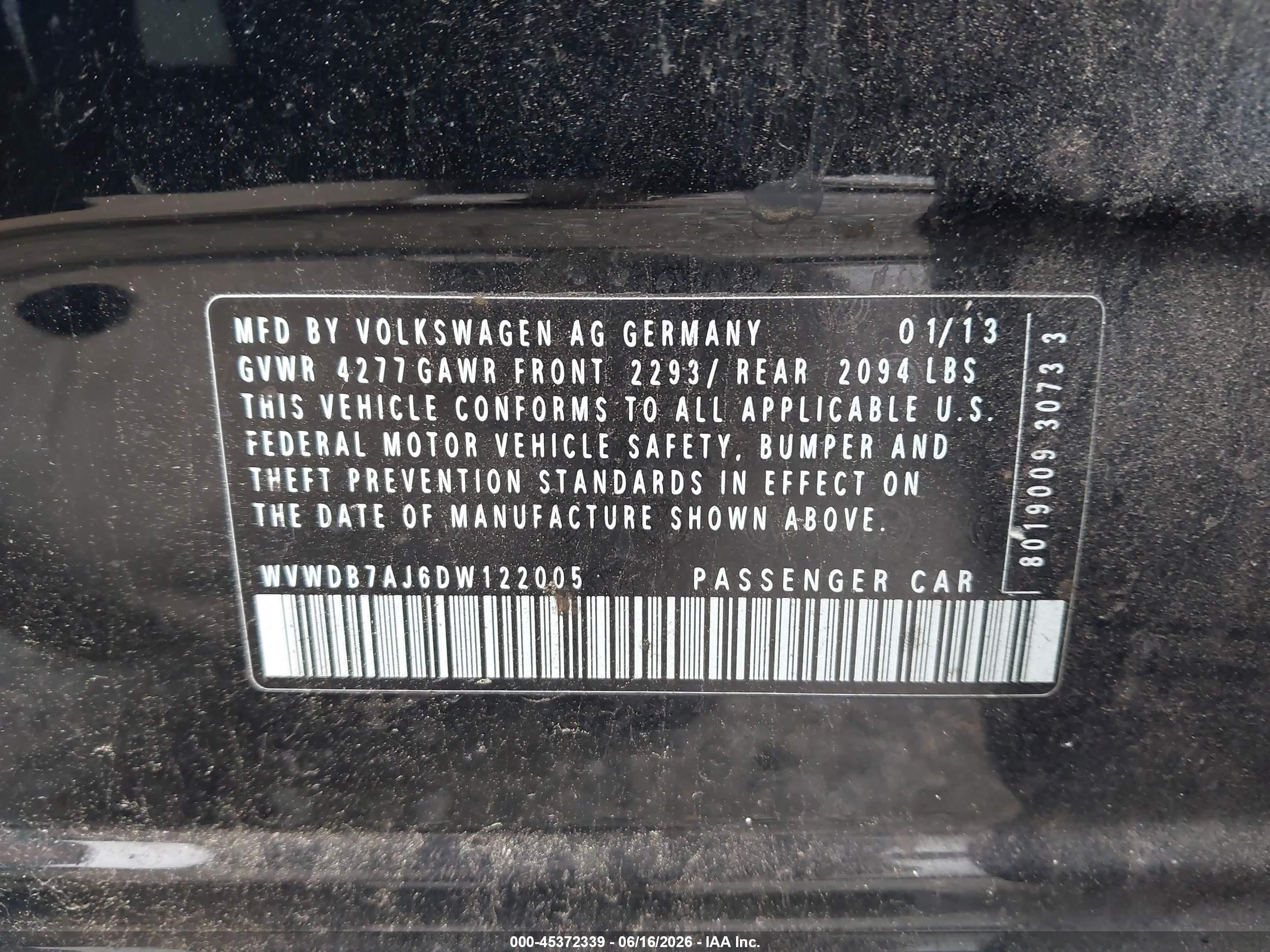 2013 Volkswagen Golf 2.5l 4-door Black vin: WVWDB7AJ6DW122005