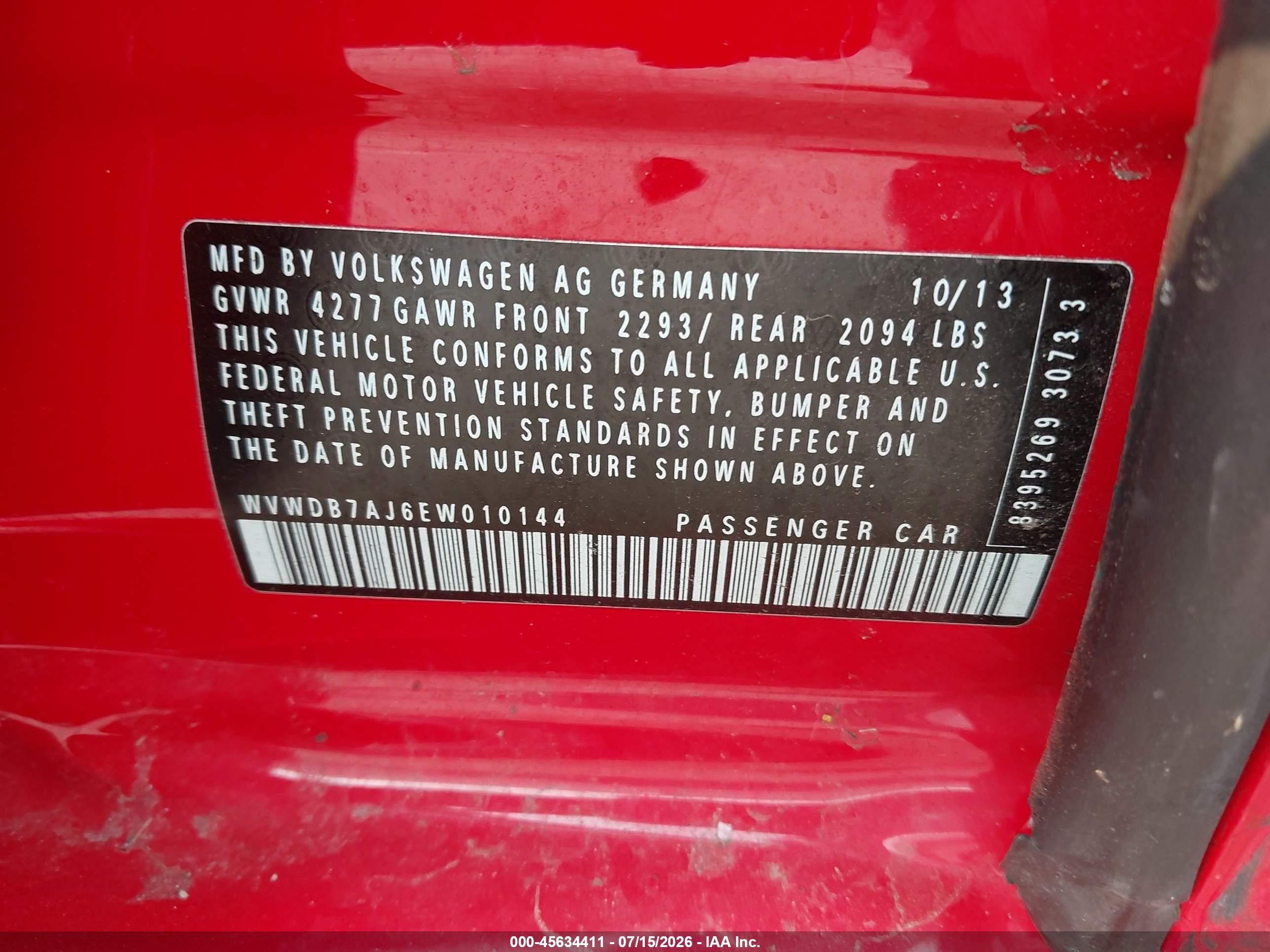 2014 Volkswagen Golf 2.5l (a6) (no Longer Orderable) Красный vin: WVWDB7AJ6EW010144