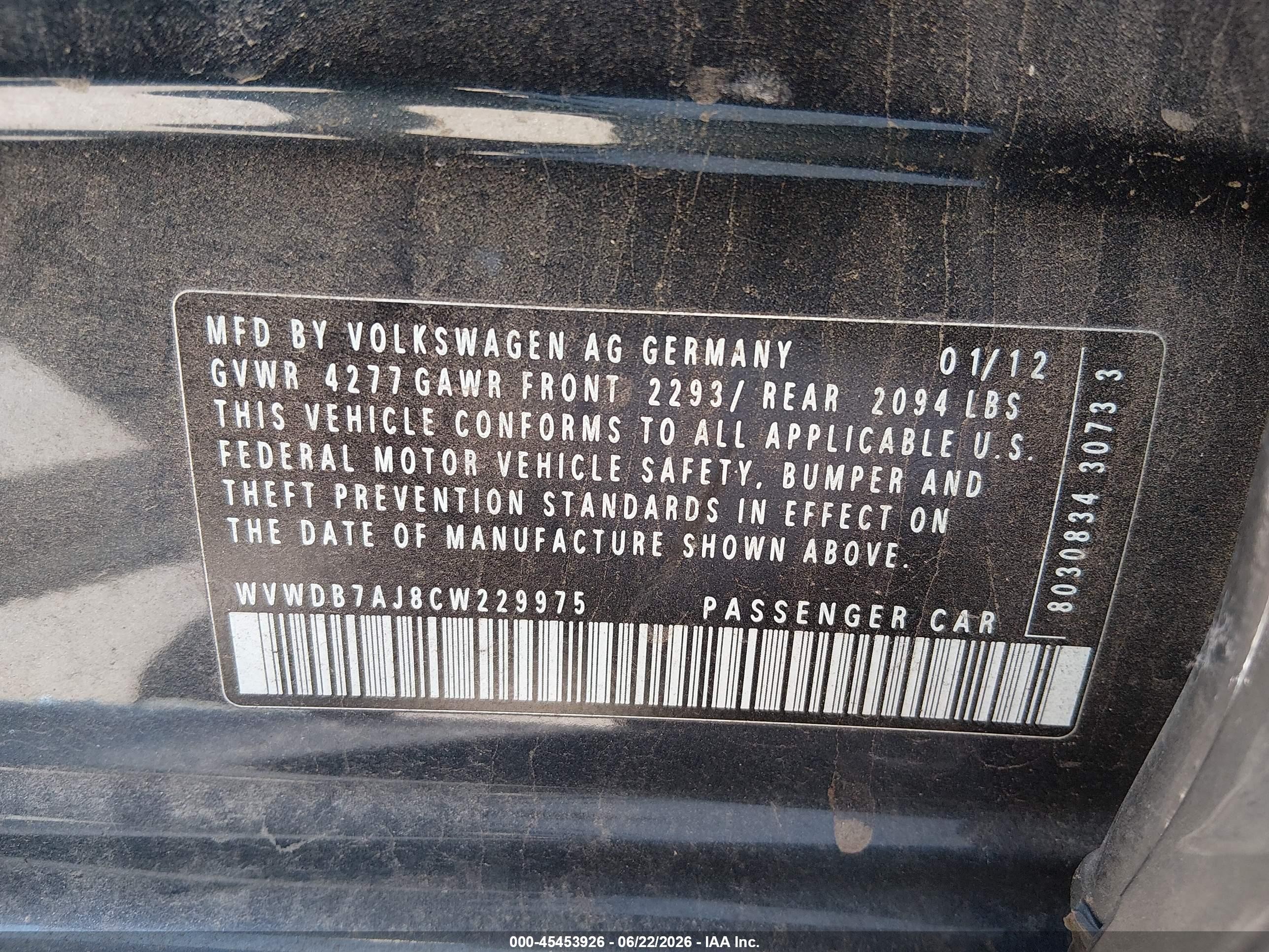 2012 Volkswagen Golf 2.5l 4-door Dark Blue vin: WVWDB7AJ8CW229975