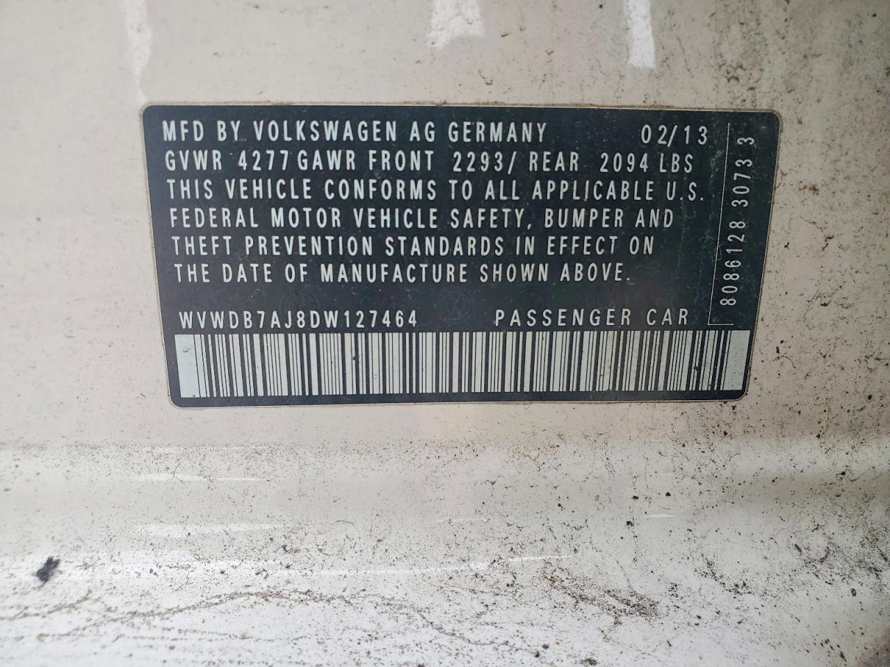 2013 Volkswagen Golf White vin: WVWDB7AJ8DW127464