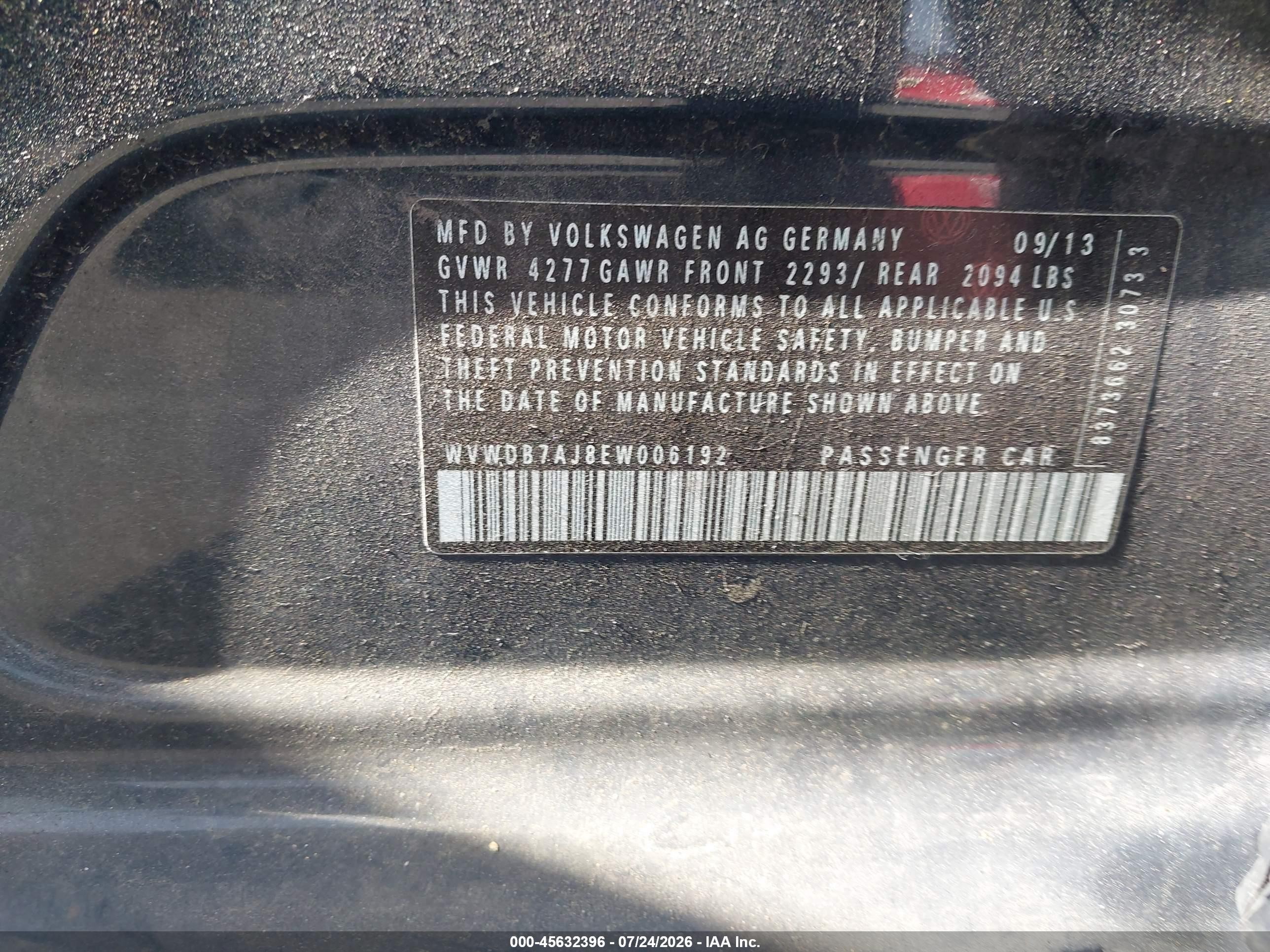 2014 Volkswagen Golf 2.5l (a6) (no Longer Orderable) Dark Blue vin: WVWDB7AJ8EW006192