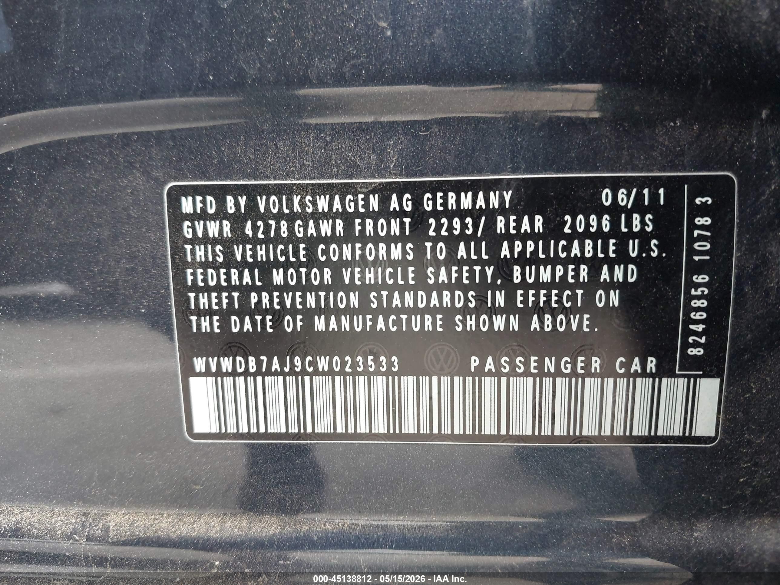 2012 Volkswagen Golf 2.5l 4-door Dark Blue vin: WVWDB7AJ9CW023533