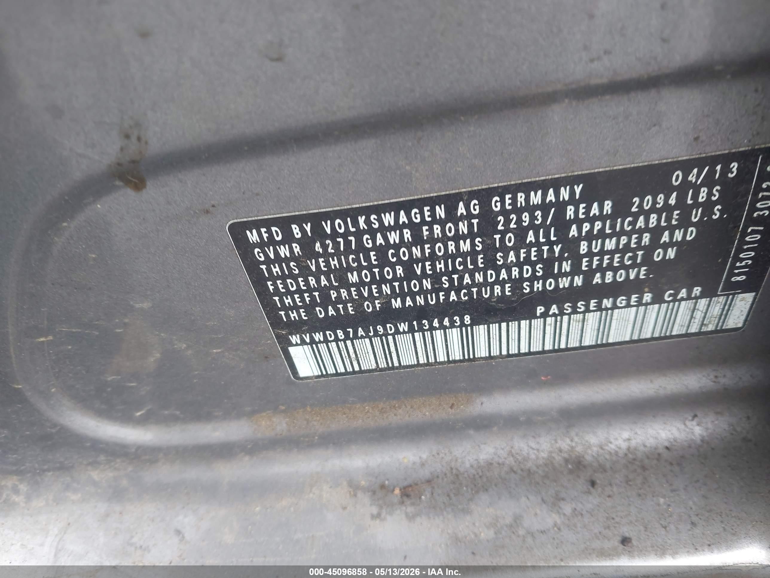 2013 Volkswagen Golf 2.5l 4-door Gray vin: WVWDB7AJ9DW134438