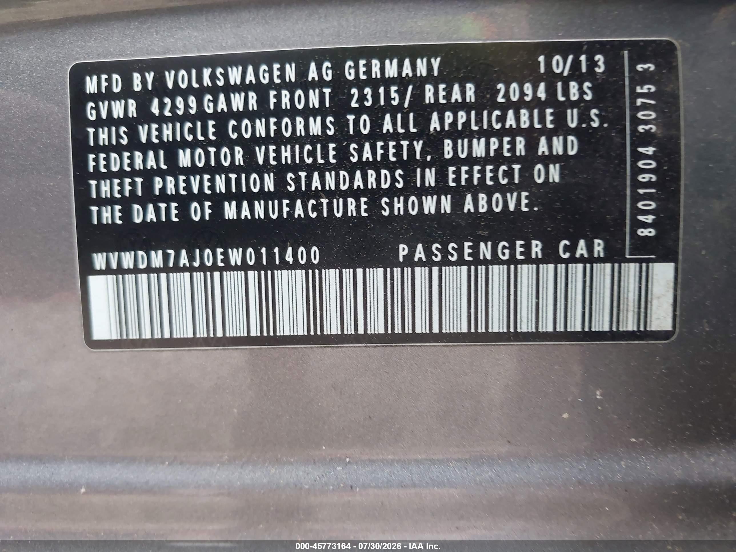2014 Volkswagen Golf 2.0l Tdi Gray vin: WVWDM7AJ0EW011400