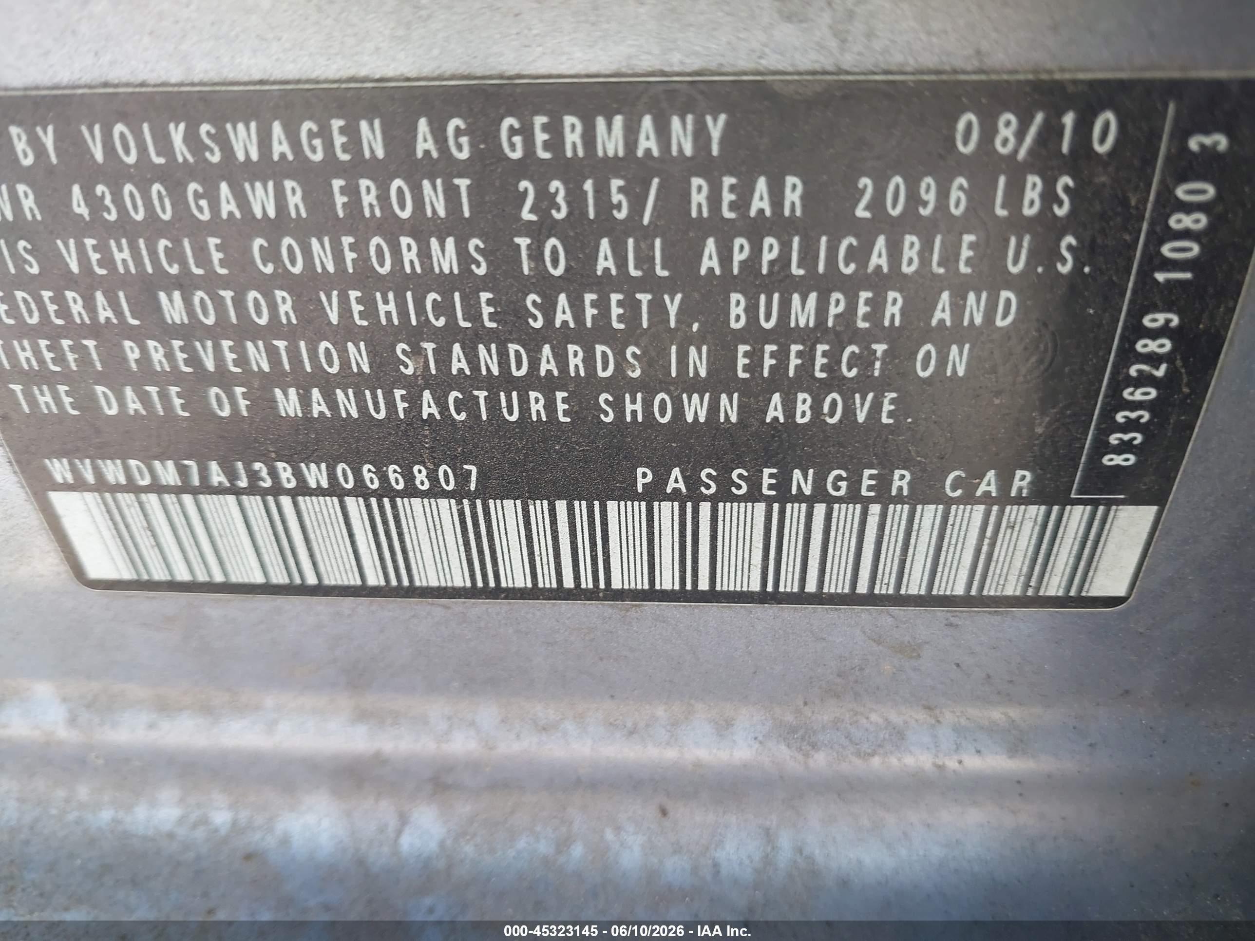 2011 Volkswagen Golf Tdi 4-door Blue vin: WVWDM7AJ3BW066807