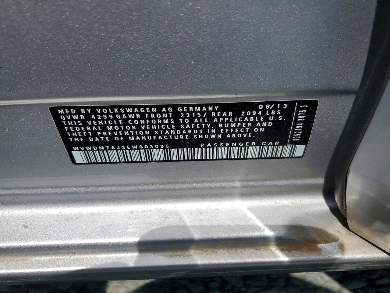 2014 Volkswagen Golf Silver vin: WVWDM7AJ3EW003095